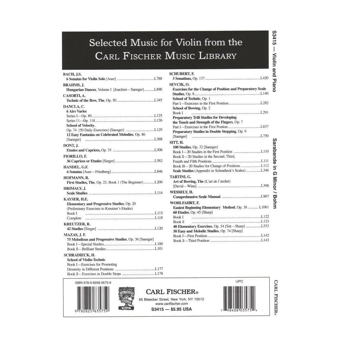 Shar Music Böhm Sarabande g-Moll Noten Violine Klavier Fischer