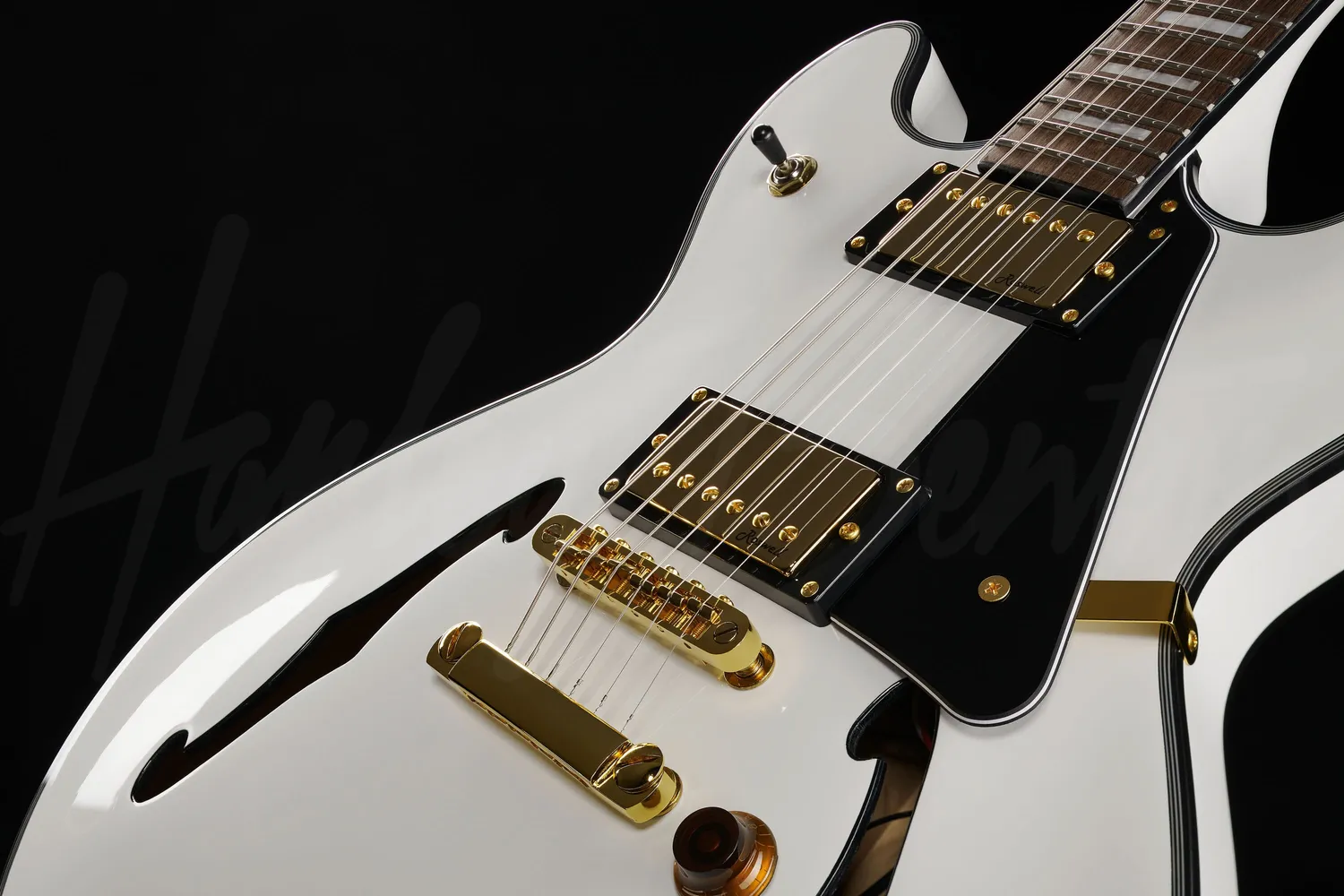 Harley Benton HB-35Plus Semi-Hollow E-Gitarre White Humbucker