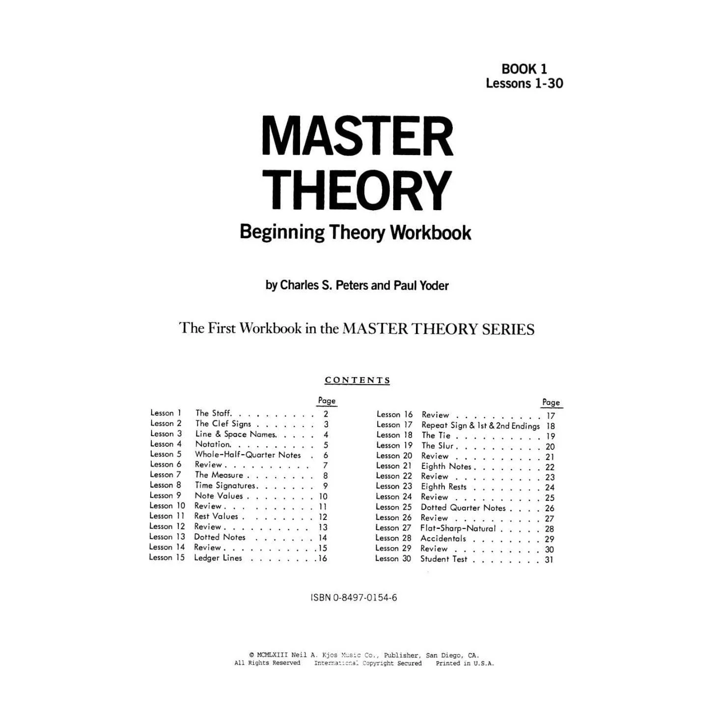 Kjos Master Theory Book 1 Musiklehre Noten Anfang