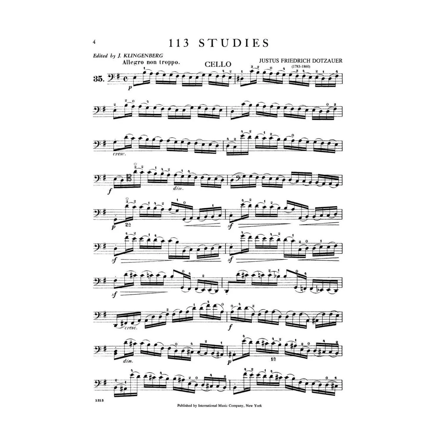Shar Music Dotzauer 113 Etüden Cello Band 2 Nr 35-62