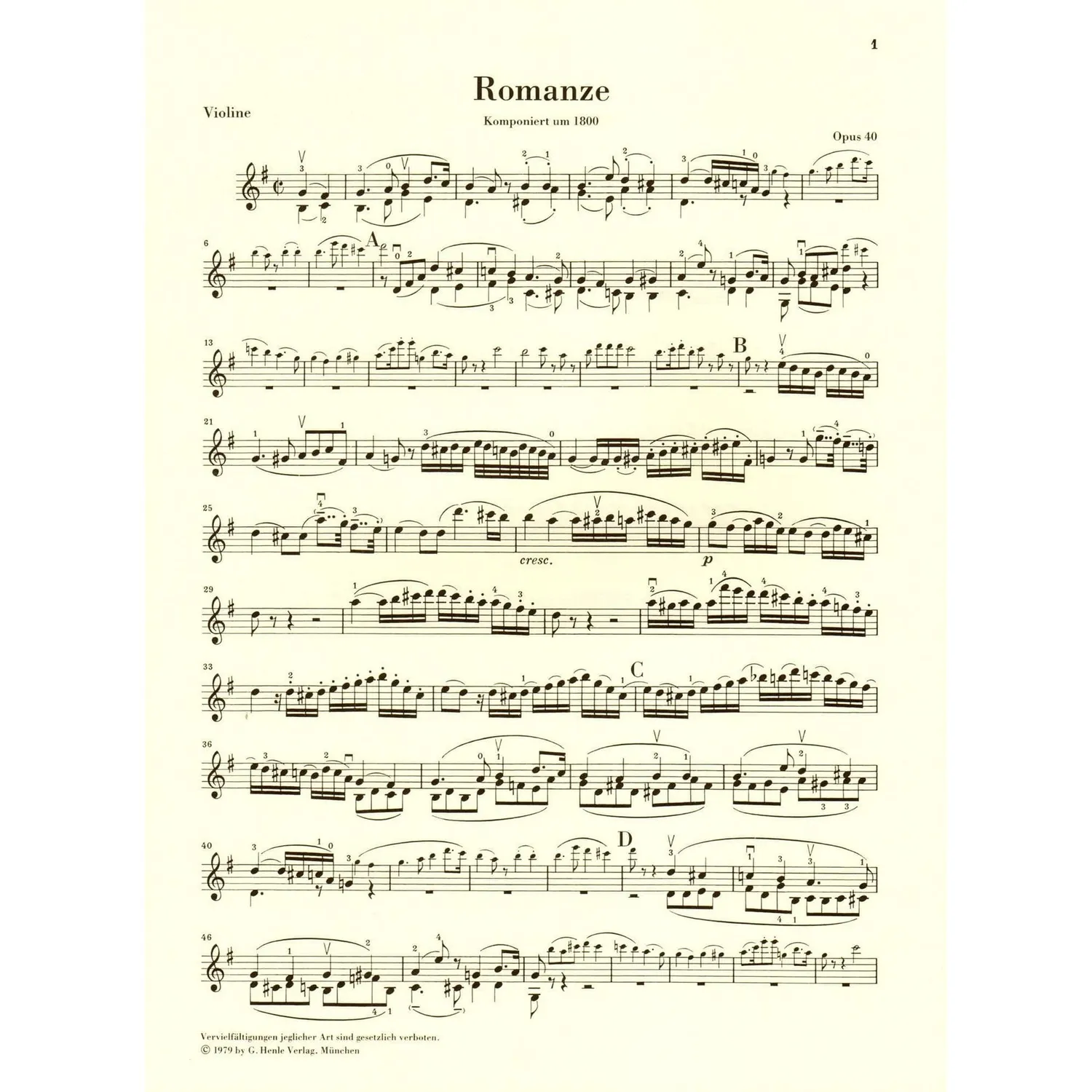 Shar Music Beethoven Romanzen Op.40/50 Noten Violine Urtext