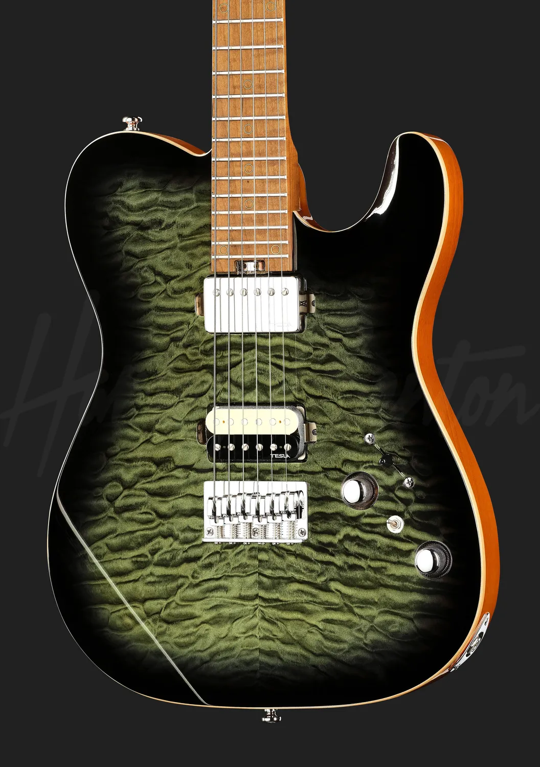 Harley Benton Progressive Fusion-T II HH MN HT QBLB E-Gitarre Fixed