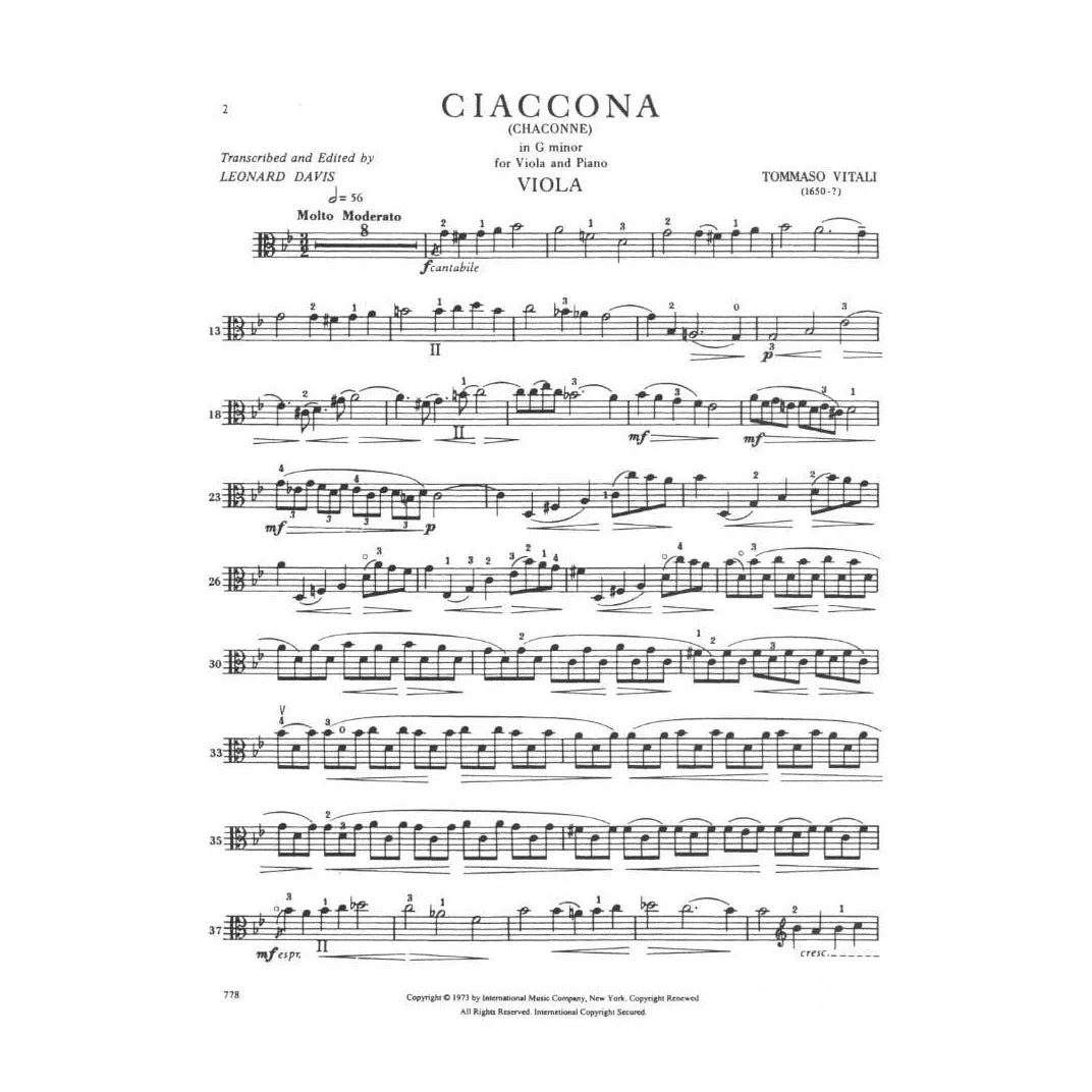 Shar Music Vitali Chaconne g-Moll Viola Klaviernoten