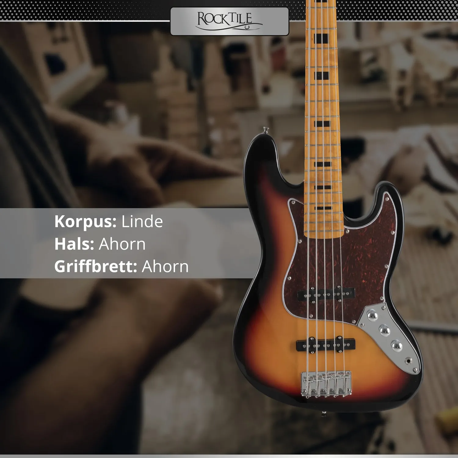 Rocktile Pro JBS50-SB E-Bass Sunburst 5-saitig