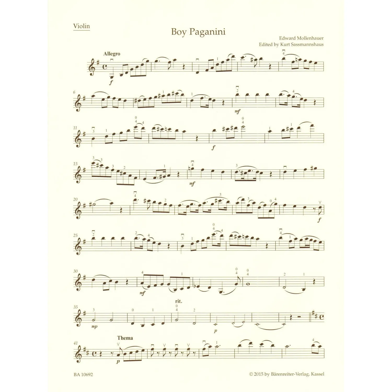 Mollenhauer Boy Paganini Violinnoten Klavier Bärenreiter