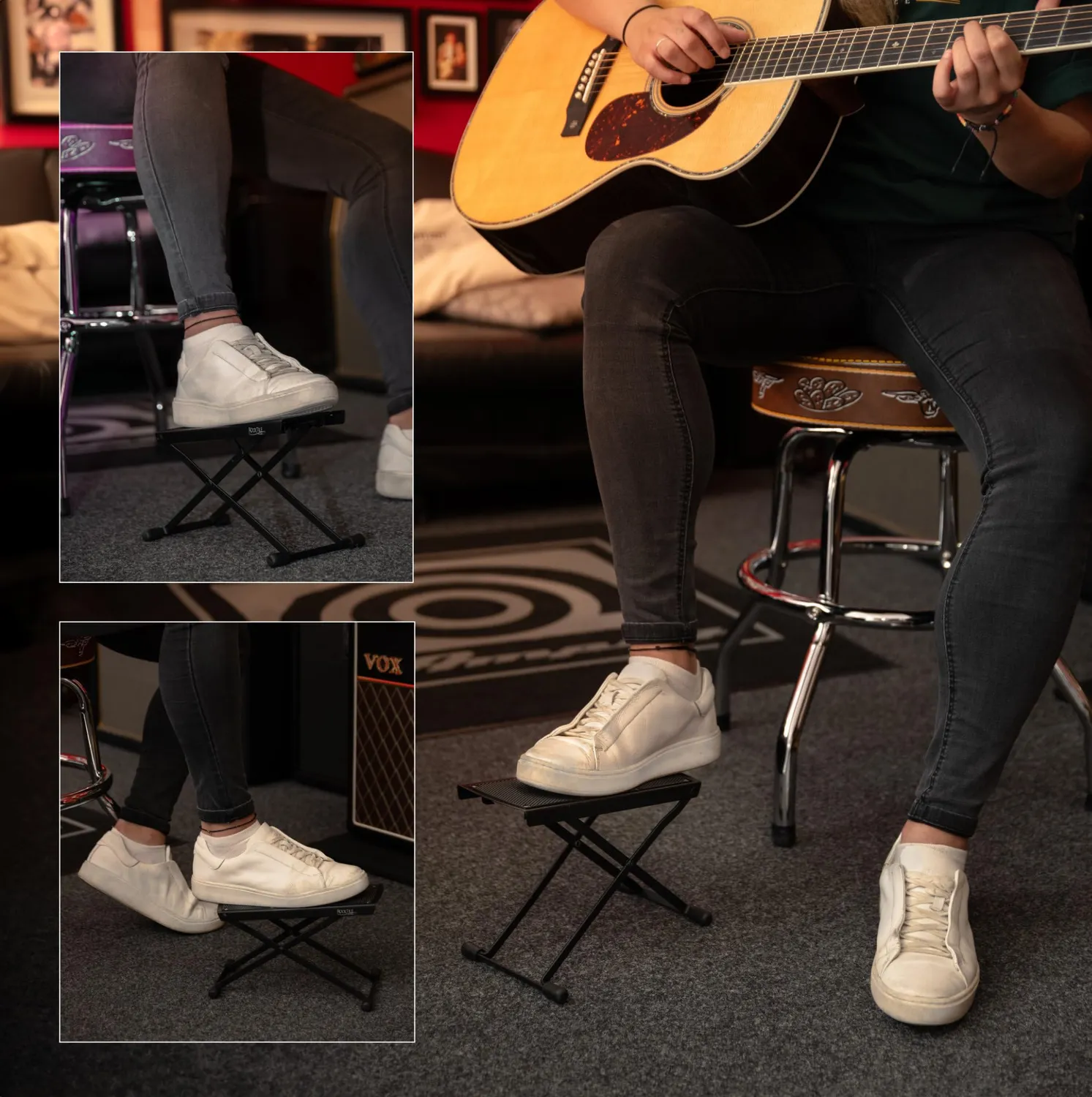 Rocktile Gitarren-Fußbank Fußhocker 6-stufig klappbar