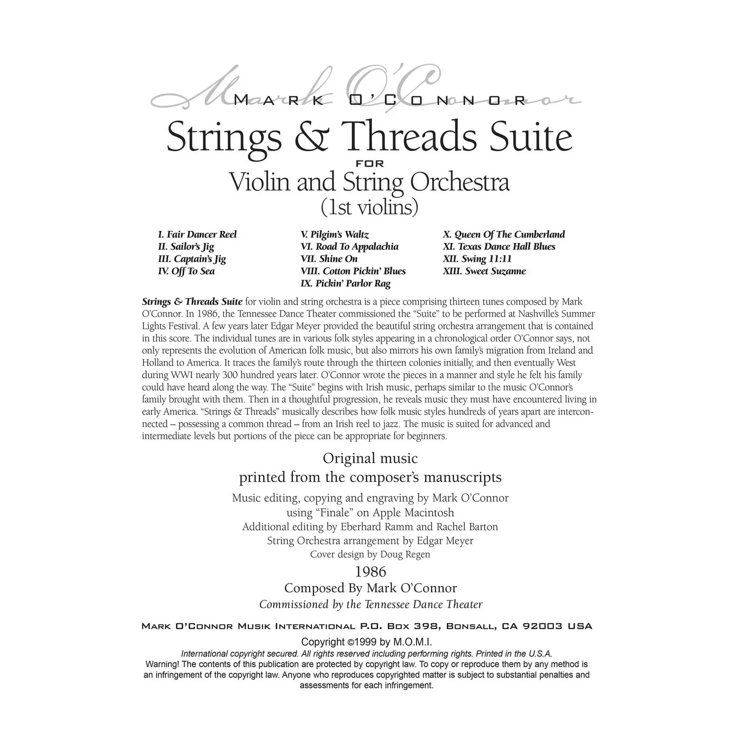 O'Connor Strings Threads Suite Violine Orchester Stimmen Download