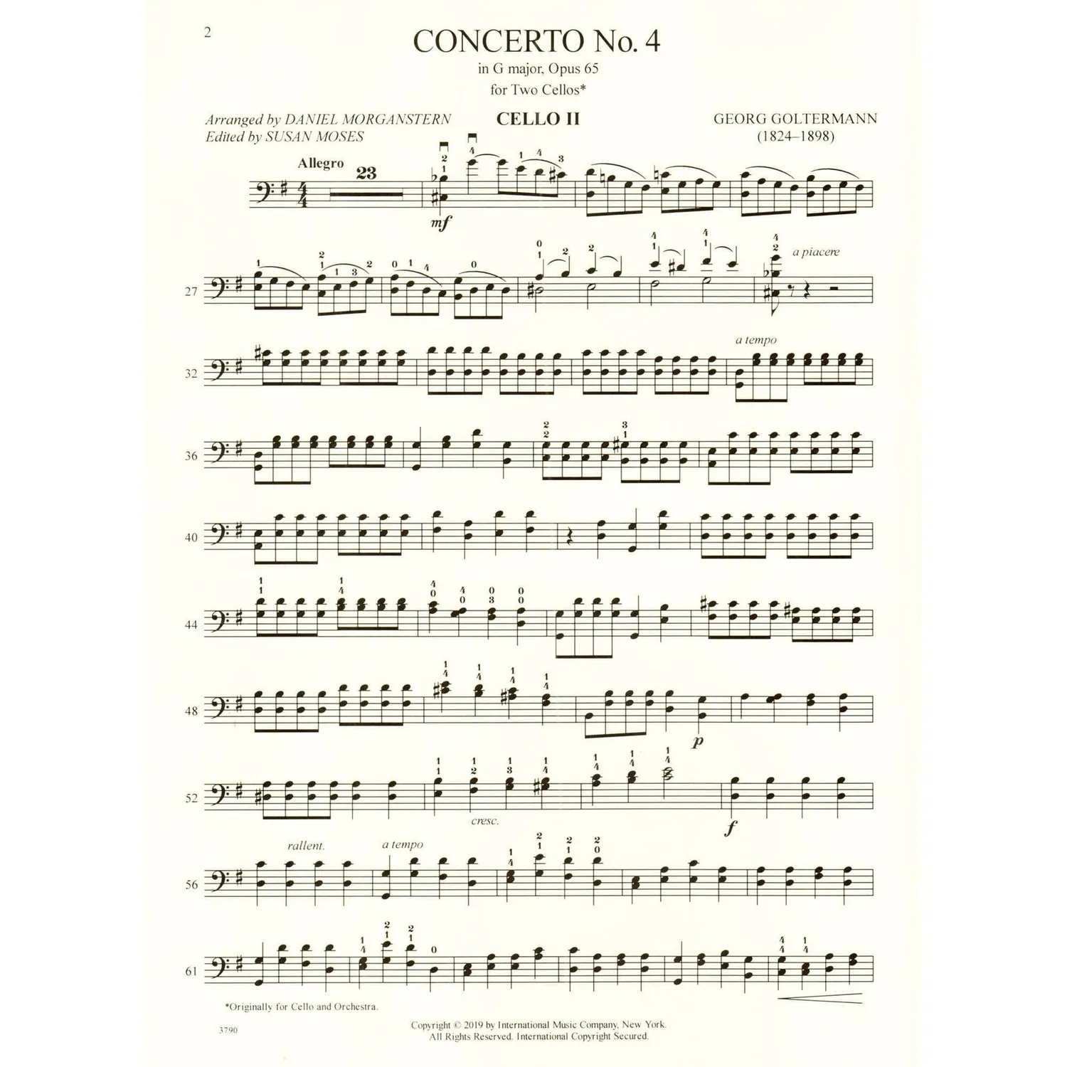 Goltermann Konzert Nr.4 G-Dur op.65 Cellonoten International