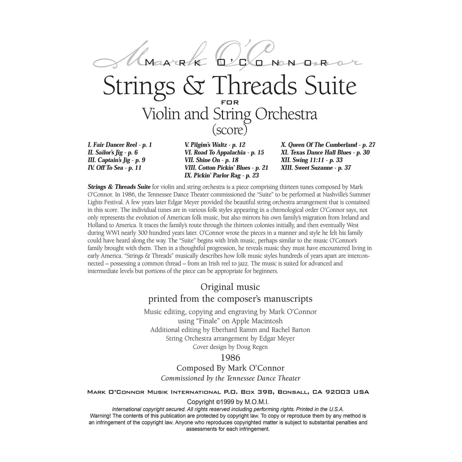 Mark O'Connor Strings & Threads Suite Partitur Download