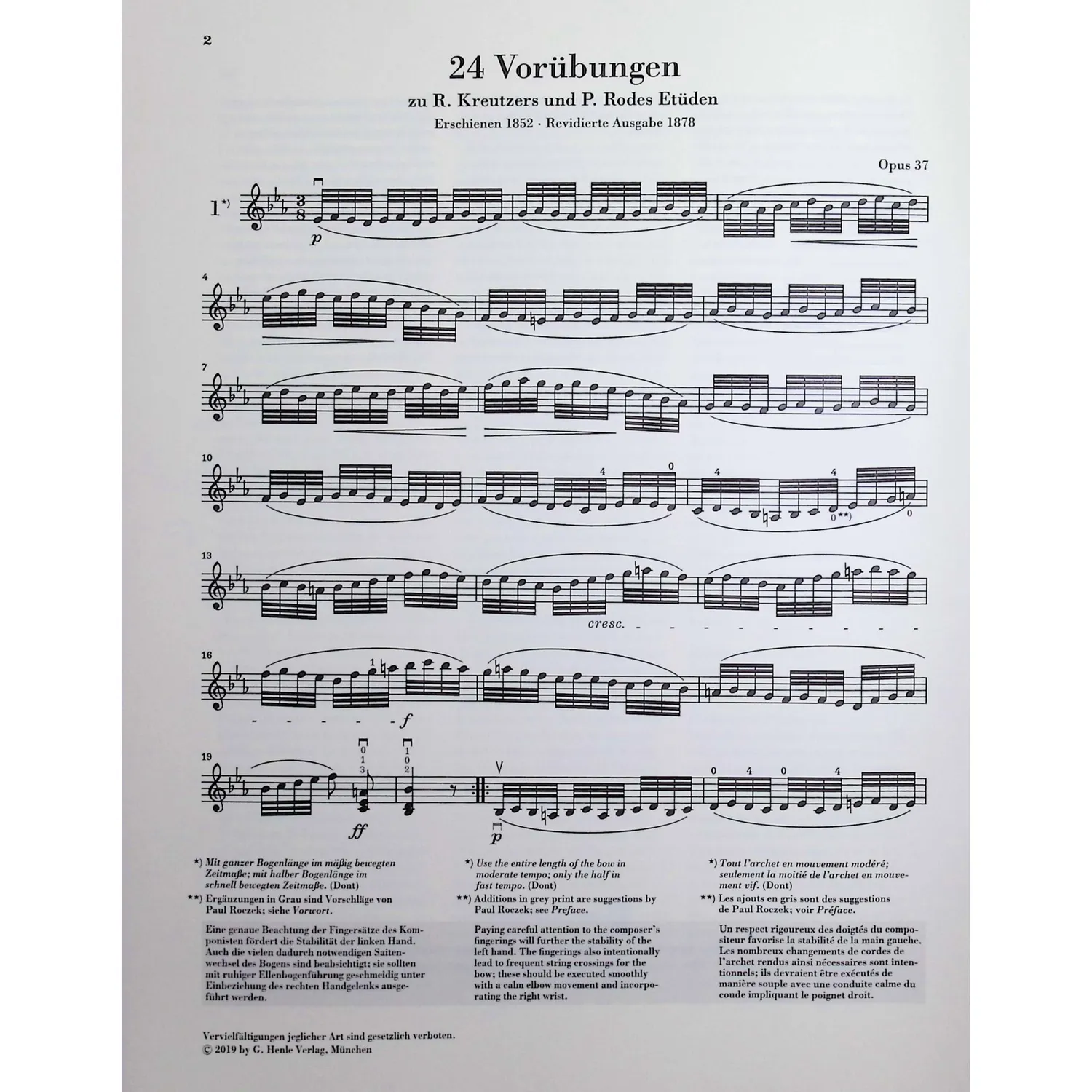 Henle Dont 24 Preparatory Exercises op. 37 Violine solo Urtext