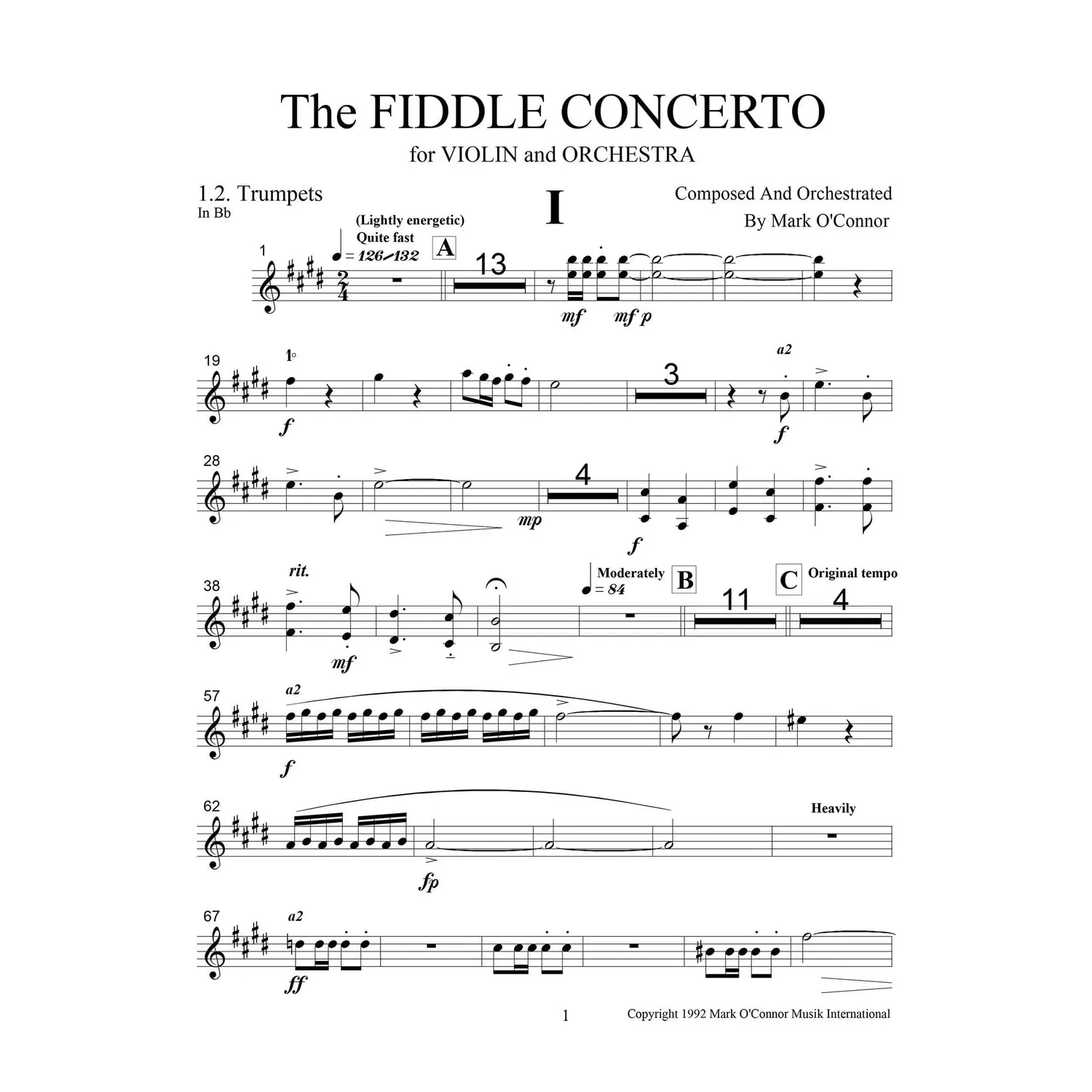 Mark O'Connor Fiddle Concerto Noten Blechbläser Download