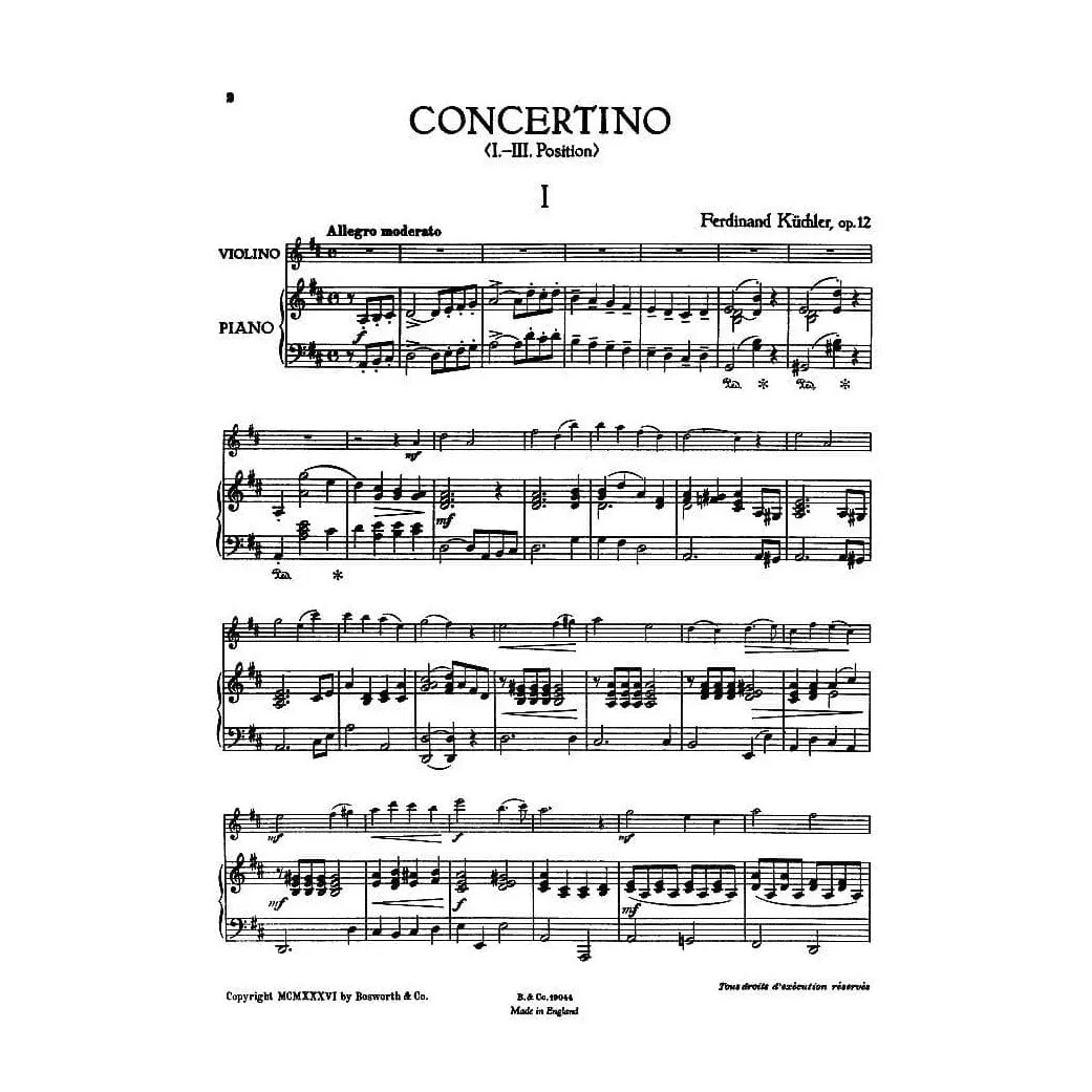 Bosworth Küchler Concertino D-Dur Op 12 Violine Noten