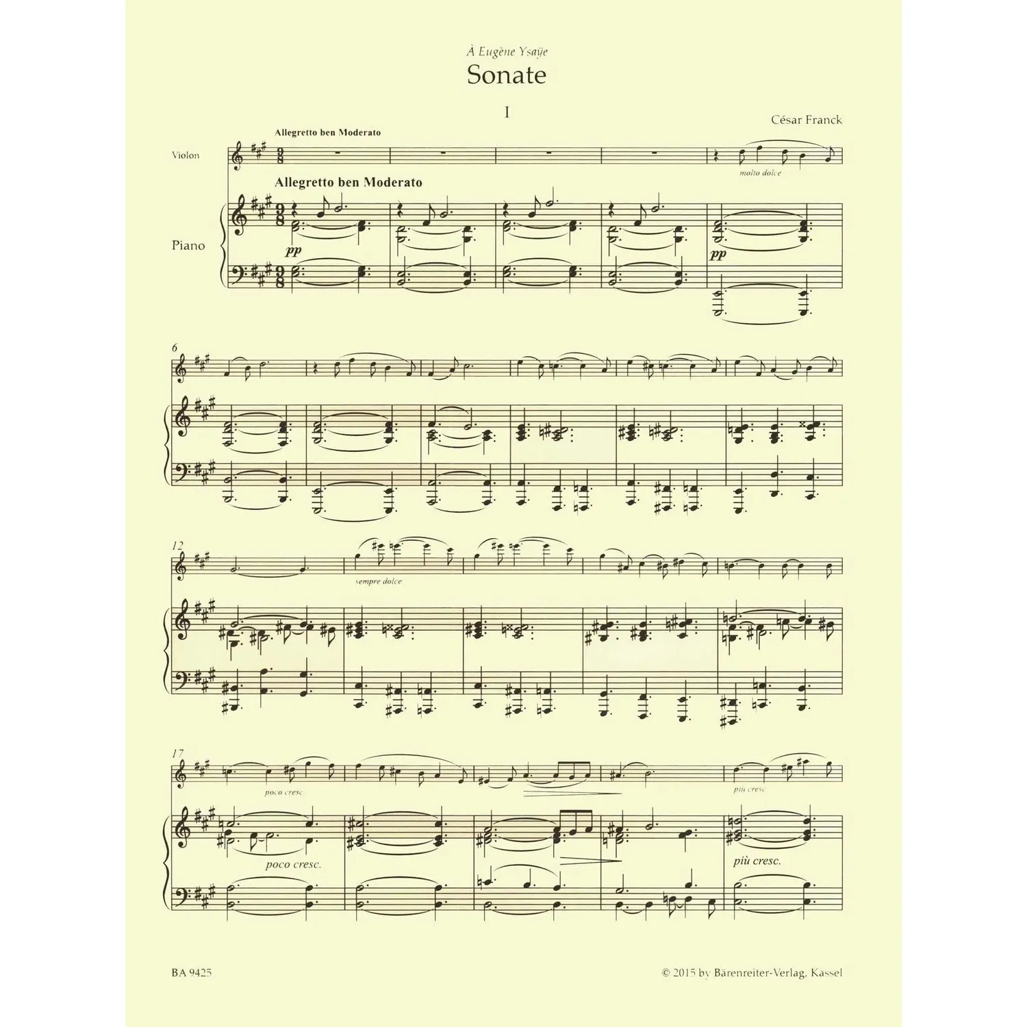 Shar Music Franck Sonate Violin Noten für Violine Klavier Urtext