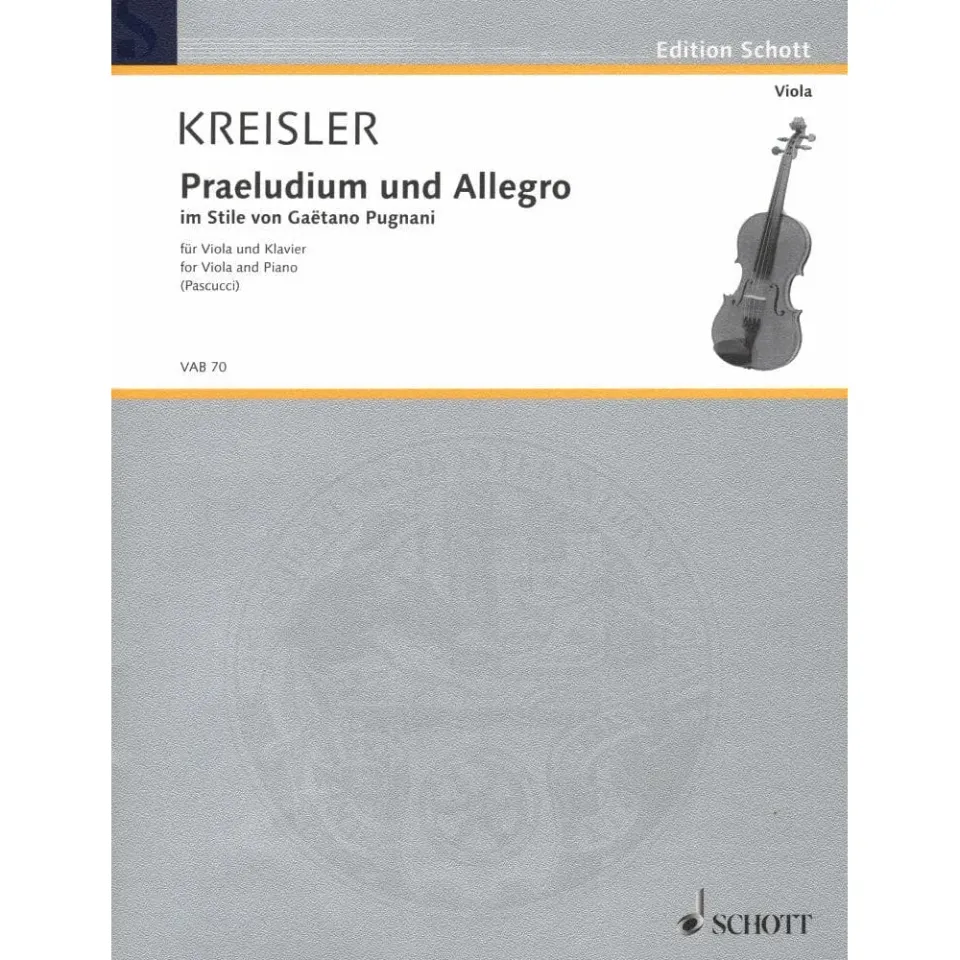 Schott Kreisler Praeludium und Allegro Viola Klaviernoten