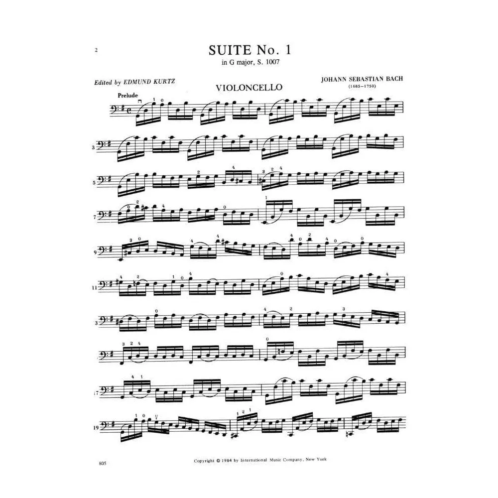International Bach 6 Suiten BWV 1007-1012 Cellonoten Kurtz