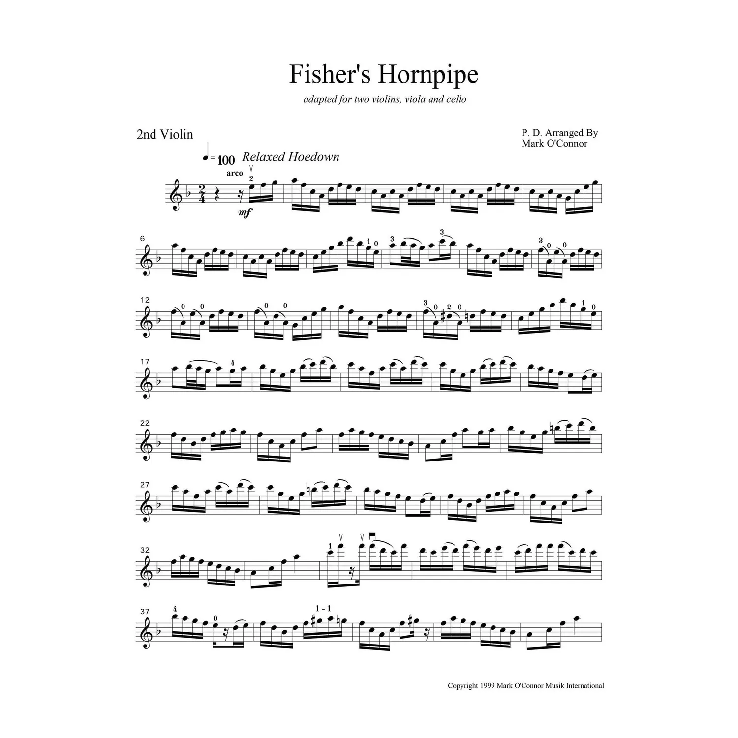 Shar Music OConnor Fishers Hornpipe Violine 2 Download Noten