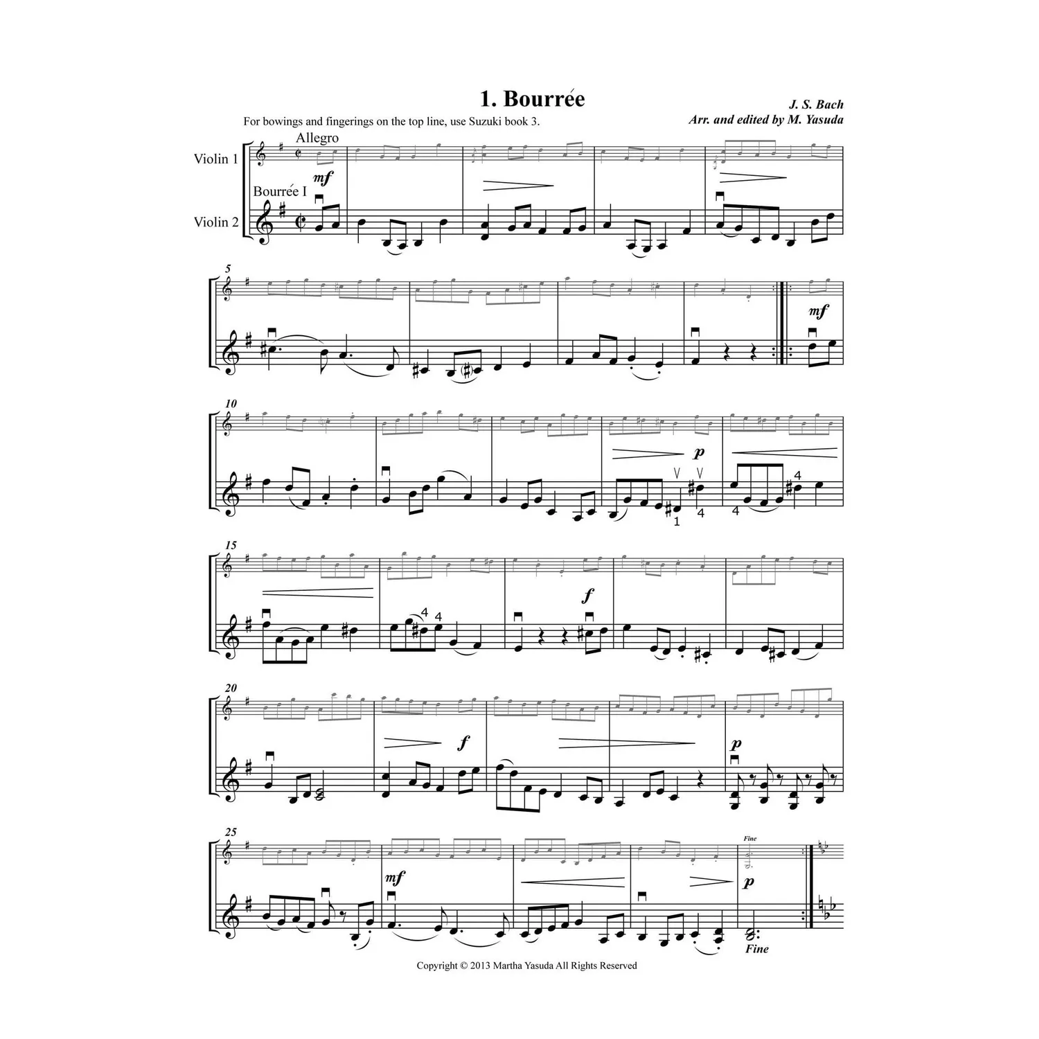 Shar Harmonious Melodies For Two Violins Vol. I Noten-Download Suzuki