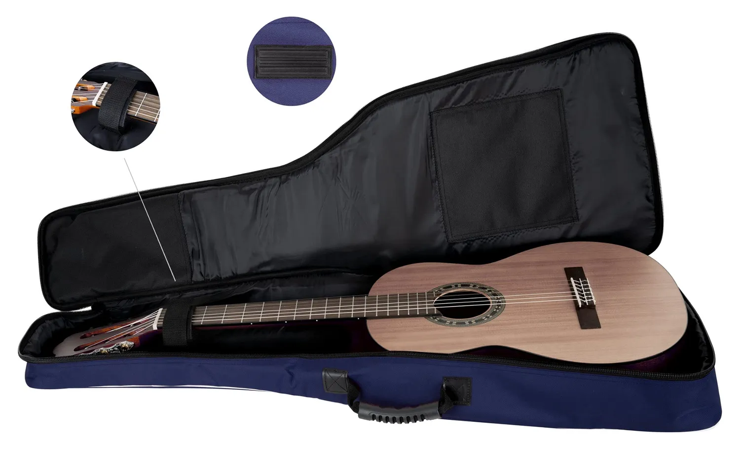 Rocktile 1/2 Klassik-Gitarrentasche Gigbag Blau gepolstert