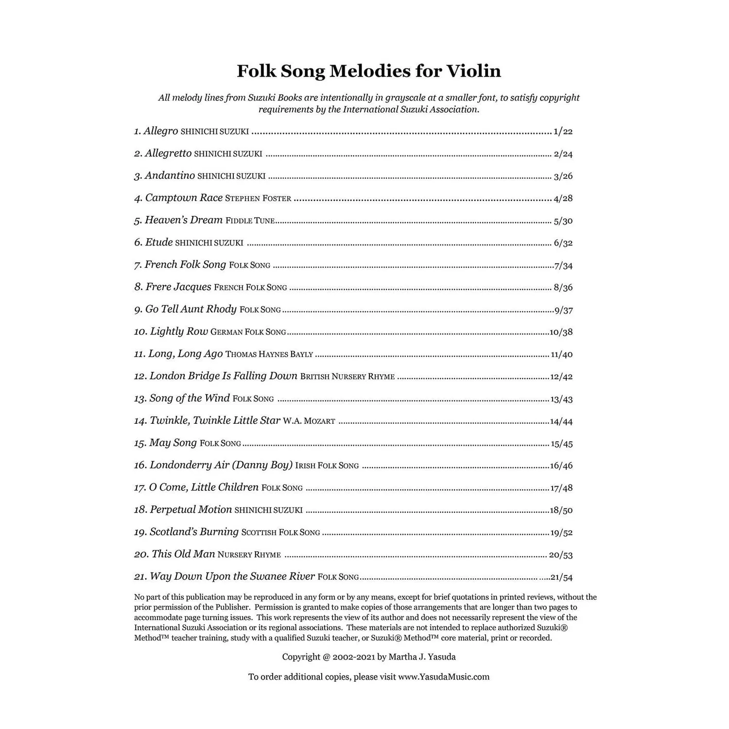 Yasuda Folk Song Melodies Violinnoten Doppelgriffe Download