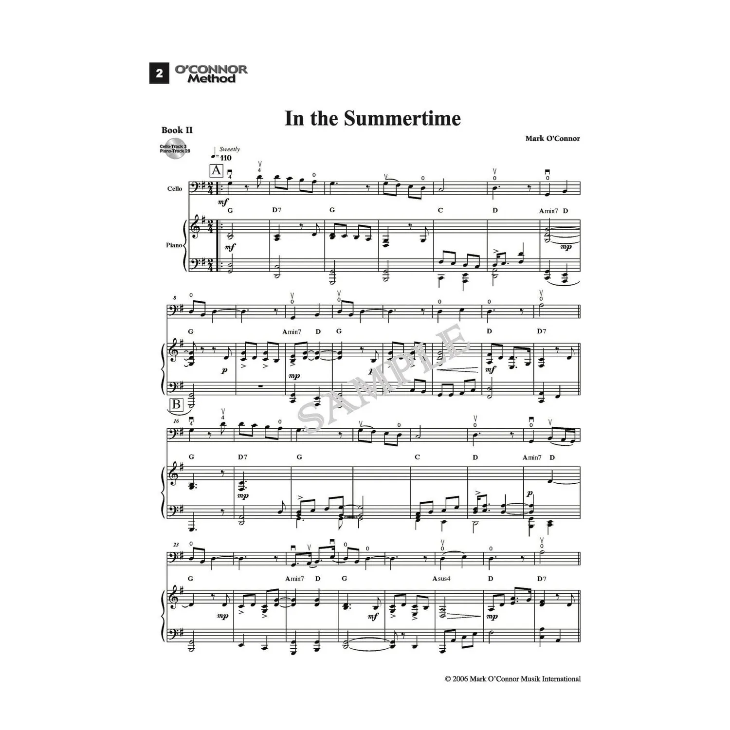 O'Connor Cello Method Book II Noten Download Klavier