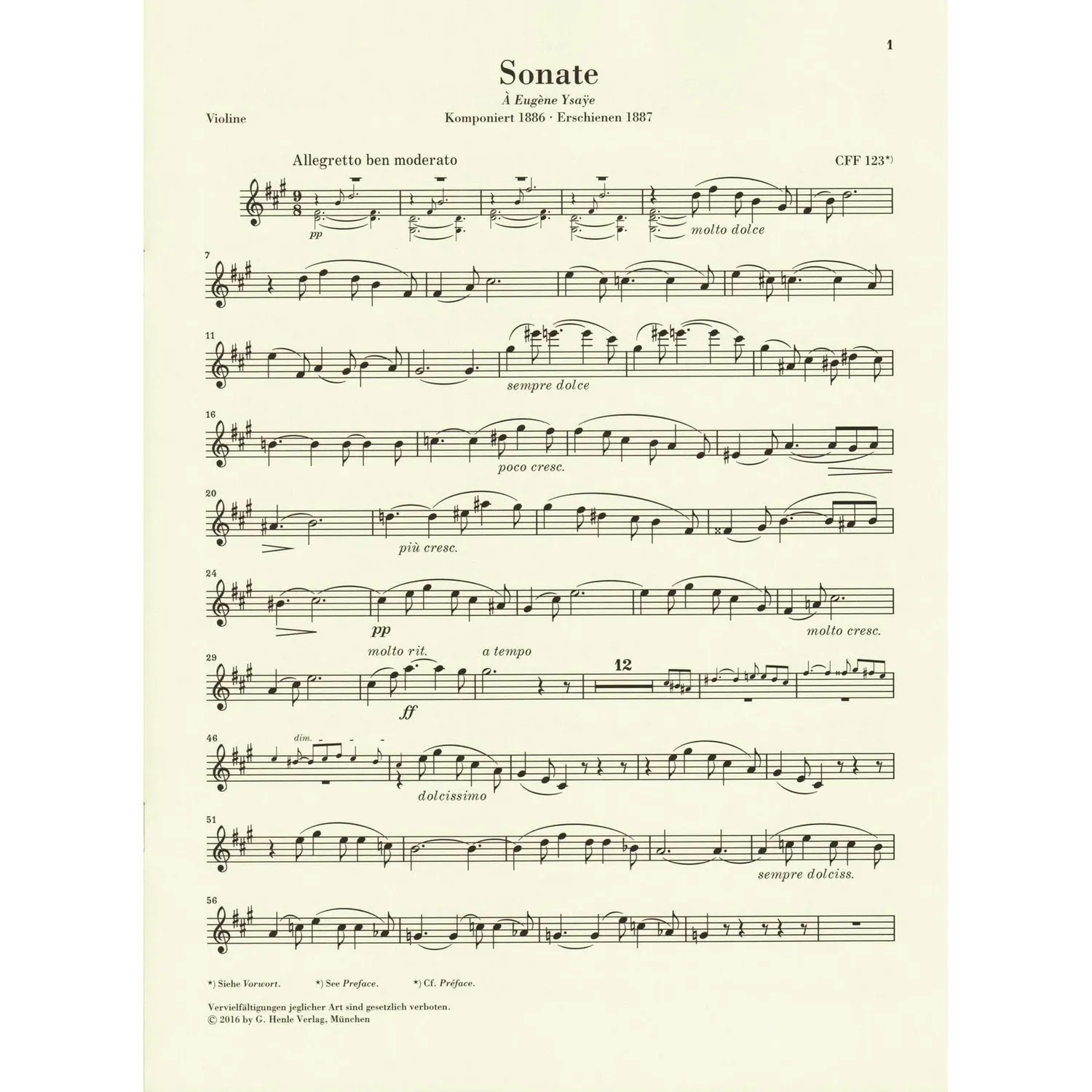 Franck Sonate A-Dur Violine Noten Henle Urtext