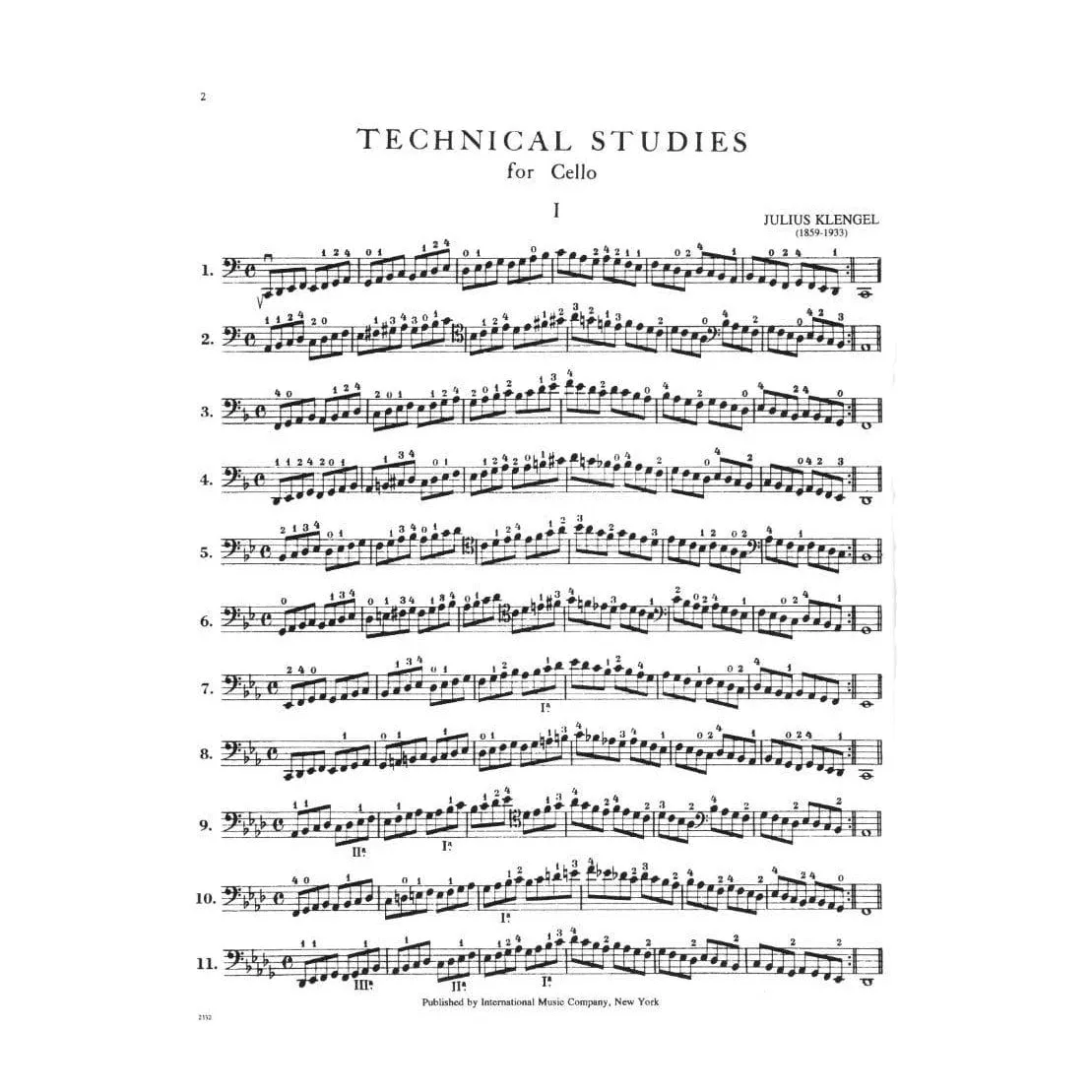 Shar Music Klengel Technical Studies 2 Noten Cello Solo Rose