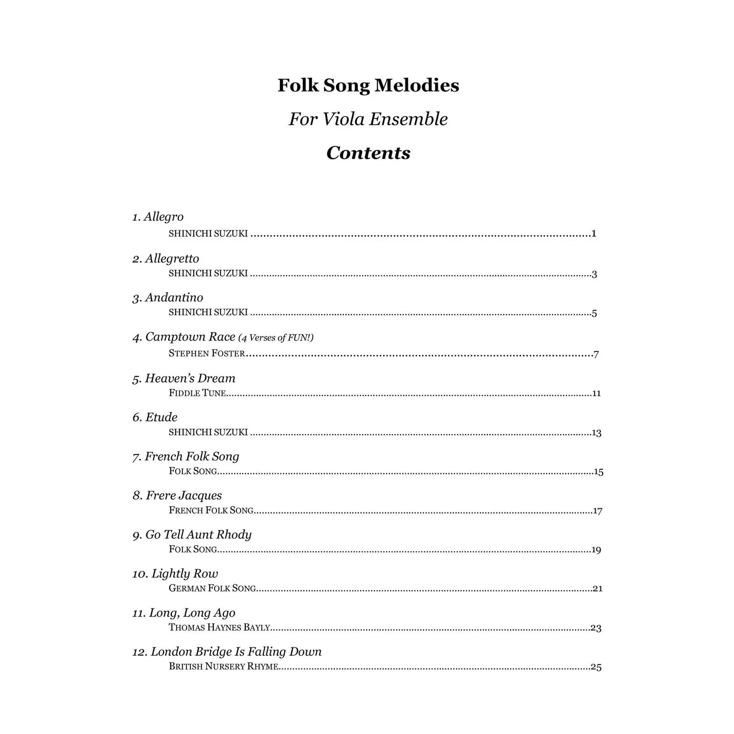 Yasuda Folk Song Melodies Viola-Ensemble Noten Download