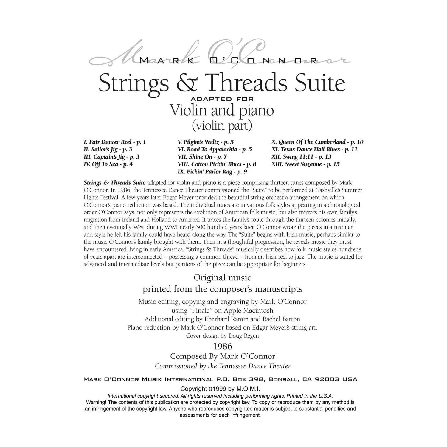 O'Connor Strings & Threads Suite Violin-Noten Download
