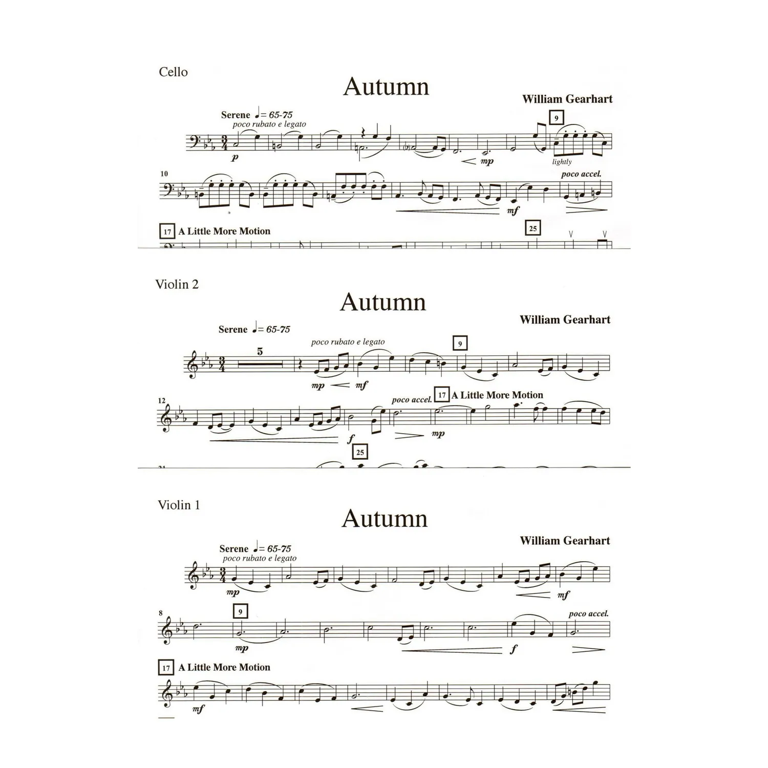 Gearhart Autumn Streichtrio Noten Violine Viola Cello