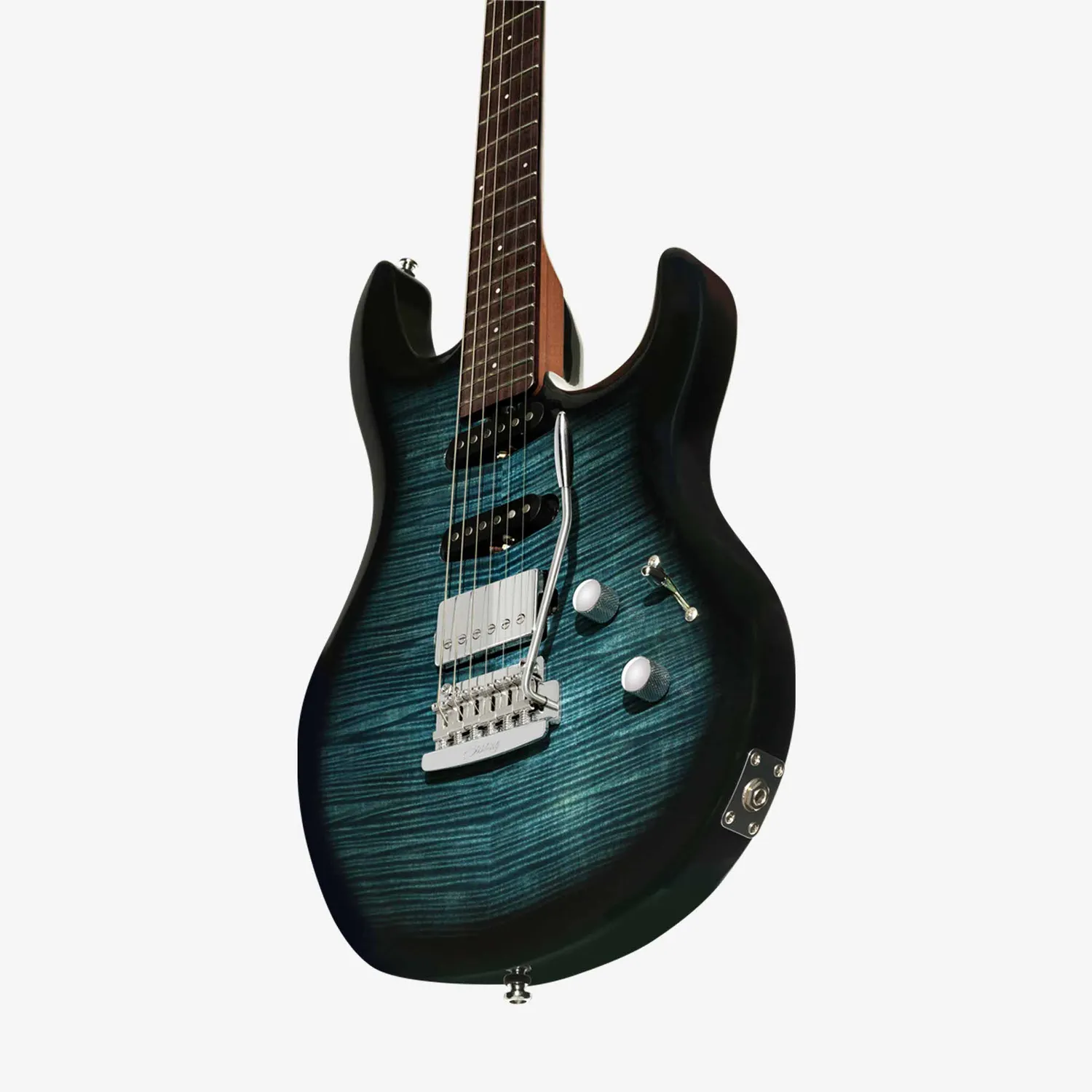 Sterling Luke HSS E-Gitarre Yucatan Blue Flamed Maple