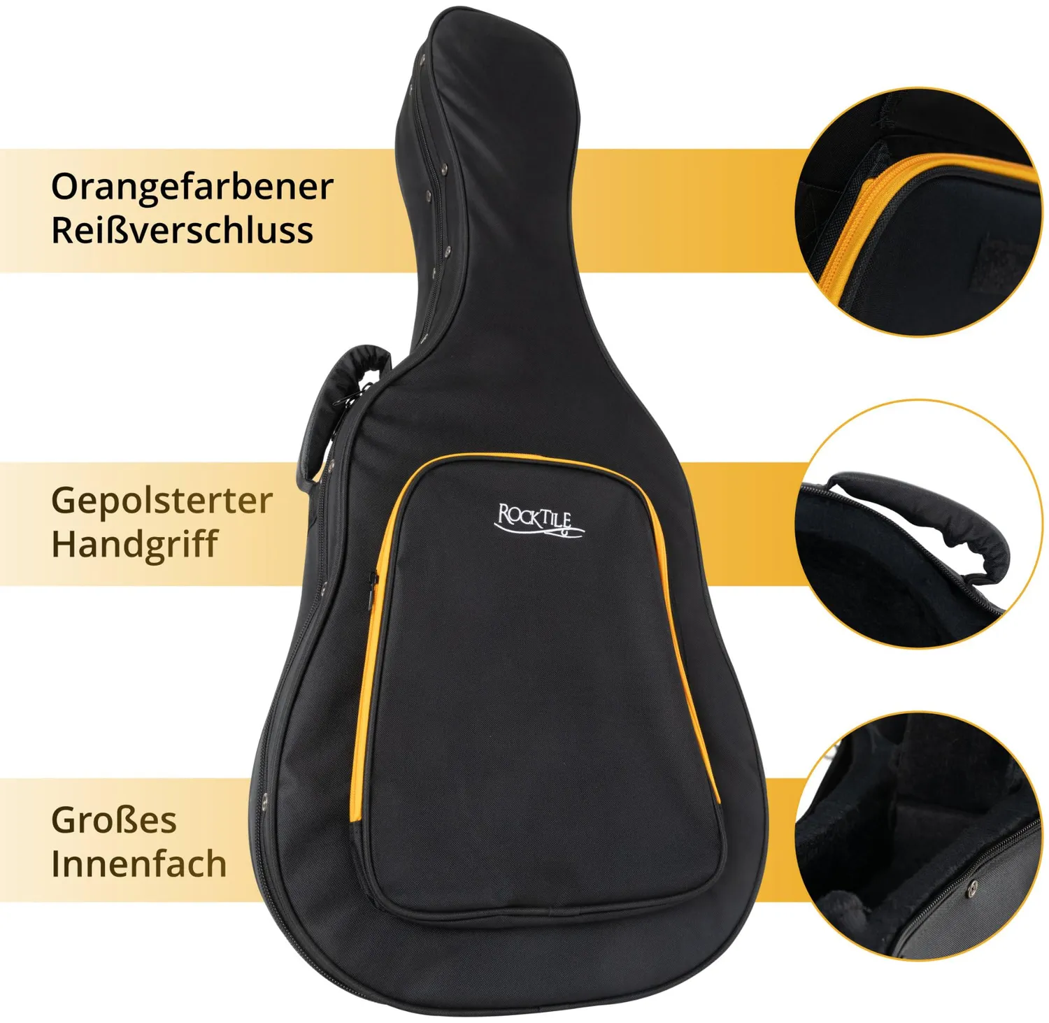 Rocktile KGSC-5122BK Gigbag Klassikgitarre schwarz gepolstert