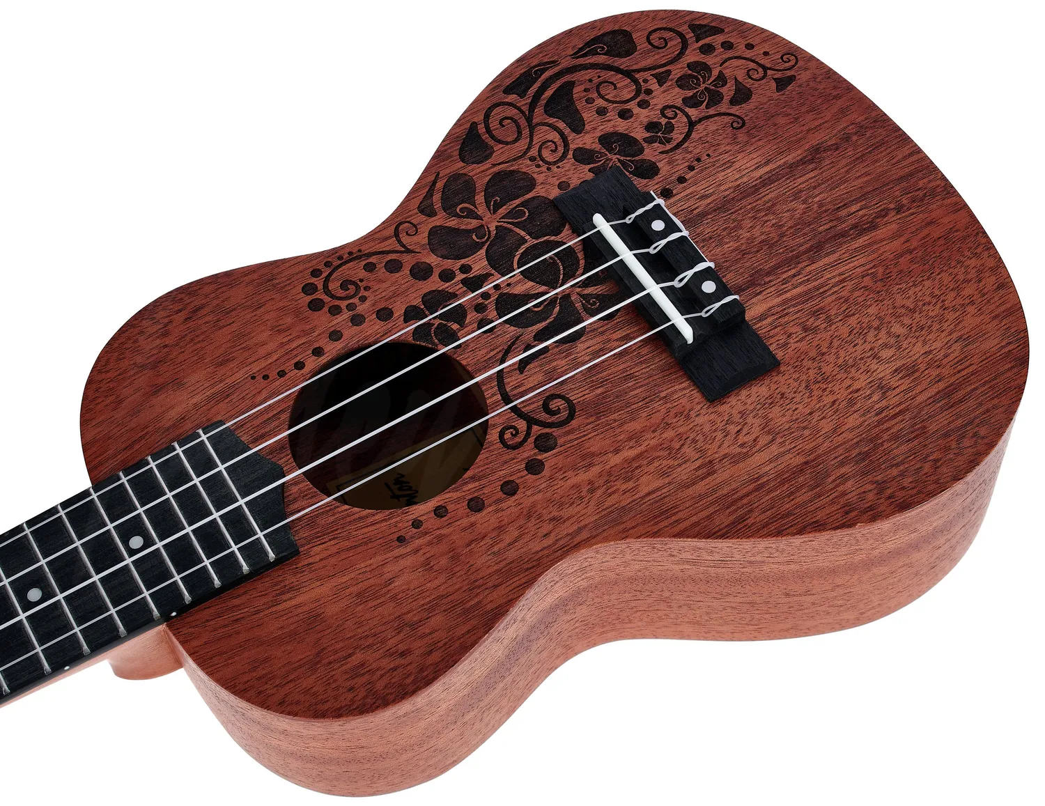 Harley Benton Standard Kahuna-C Flower Konzert-Ukulele Mahagoni