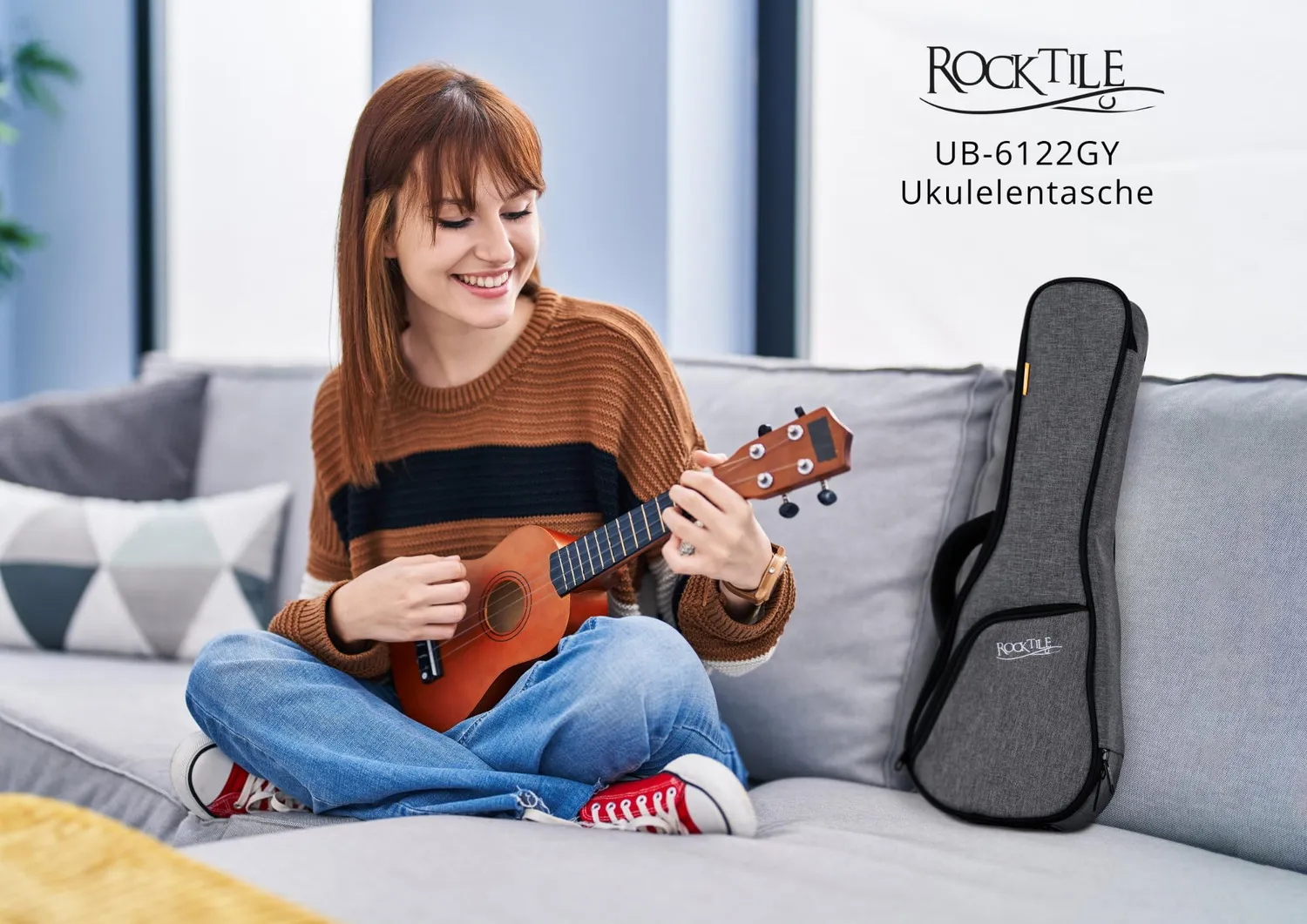 Rocktile UB-6122GY Gigbag Sopran-Ukulele Grau 55 cm