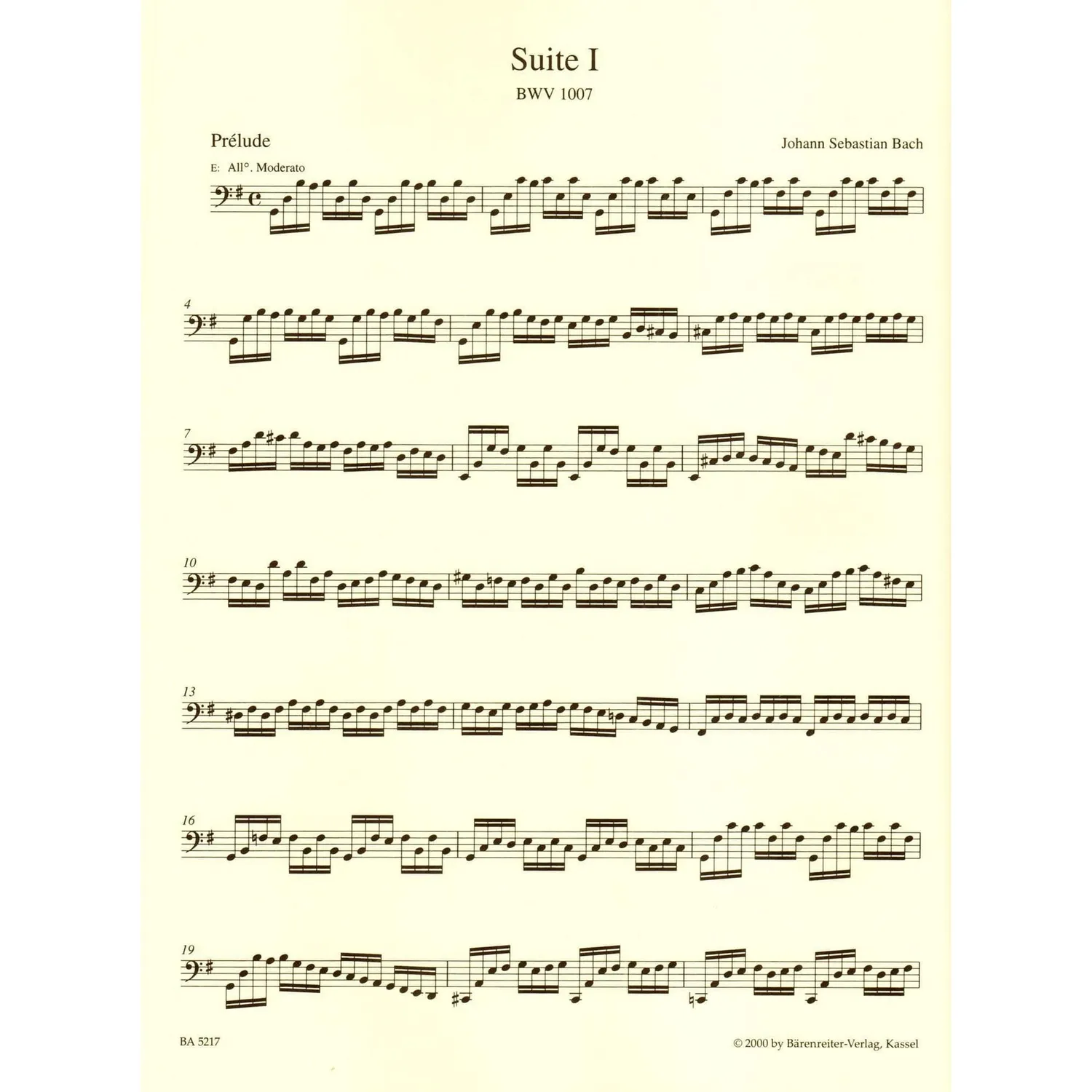 Bärenreiter Bach 6 Suiten Cello-Noten Urtext