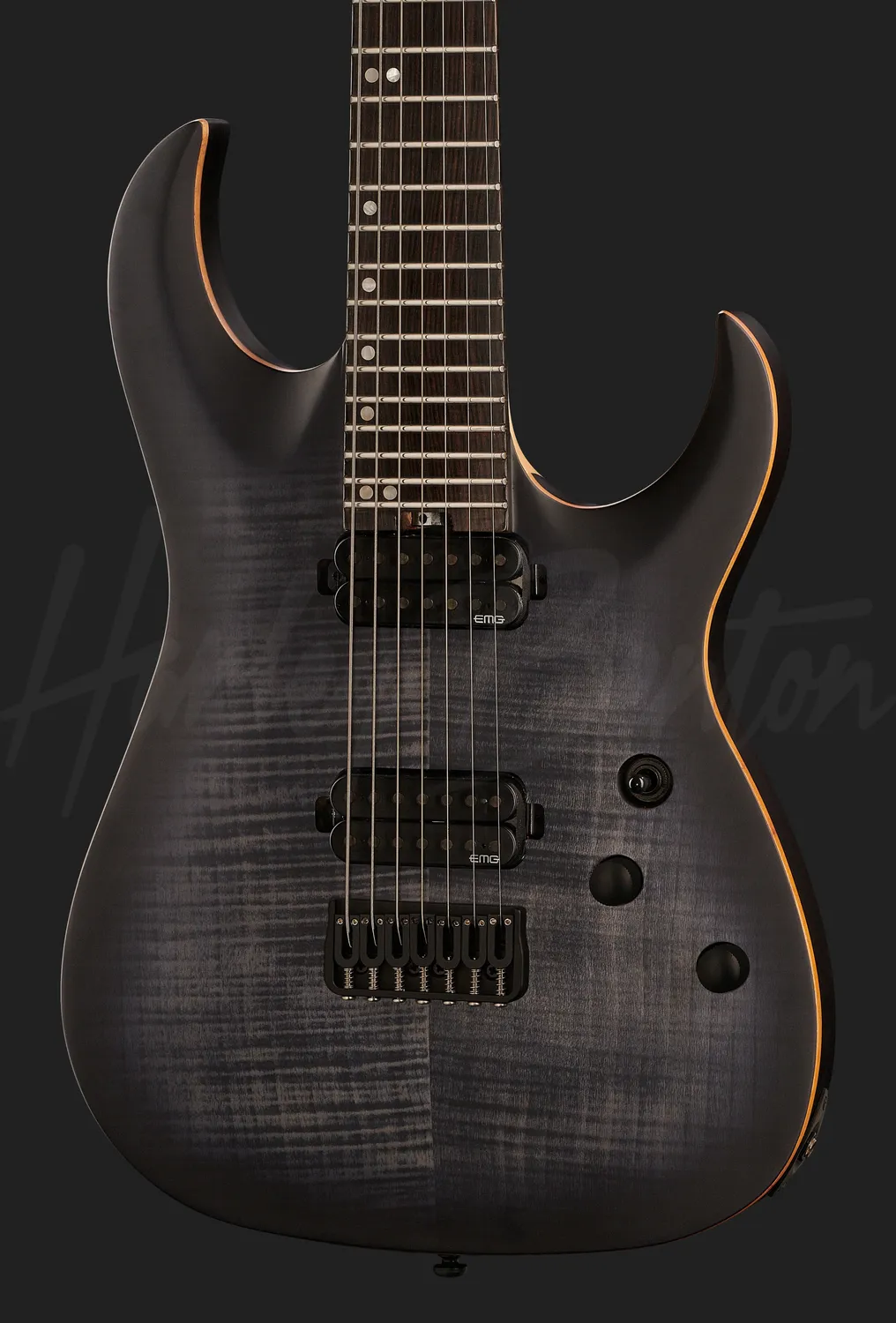 Harley Benton Amarok-7 7-Saiter E-Gitarre Flame Burst EMG