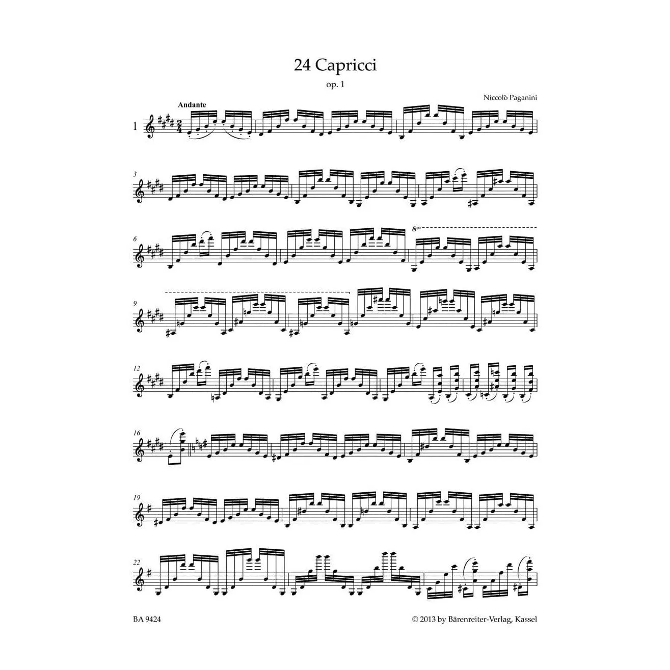 Bärenreiter Paganini 24 Capricen Violine Noten Urtext