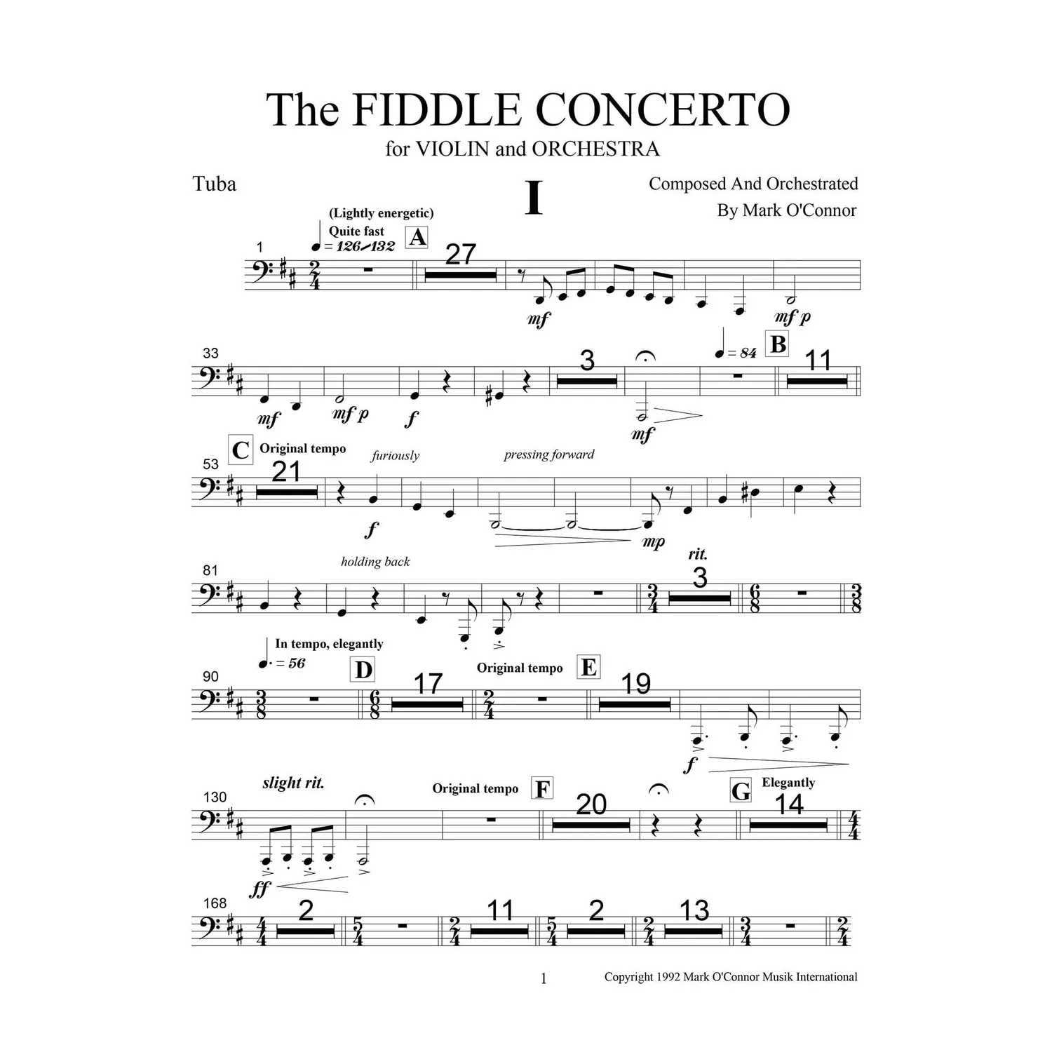 Mark O'Connor Fiddle Concerto Noten Blechbläser Download