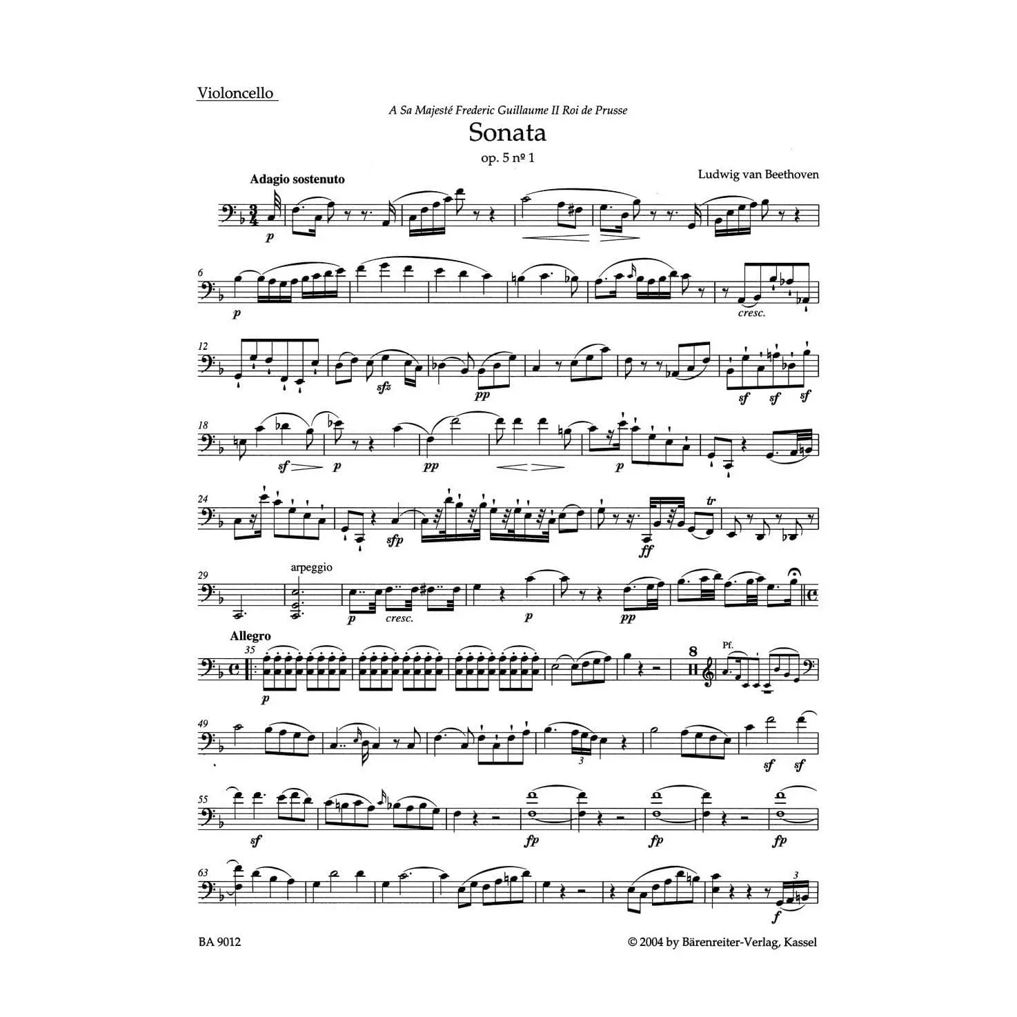 Bärenreiter Beethoven Sonaten Op. 5 69 102 Noten Cello Klavier