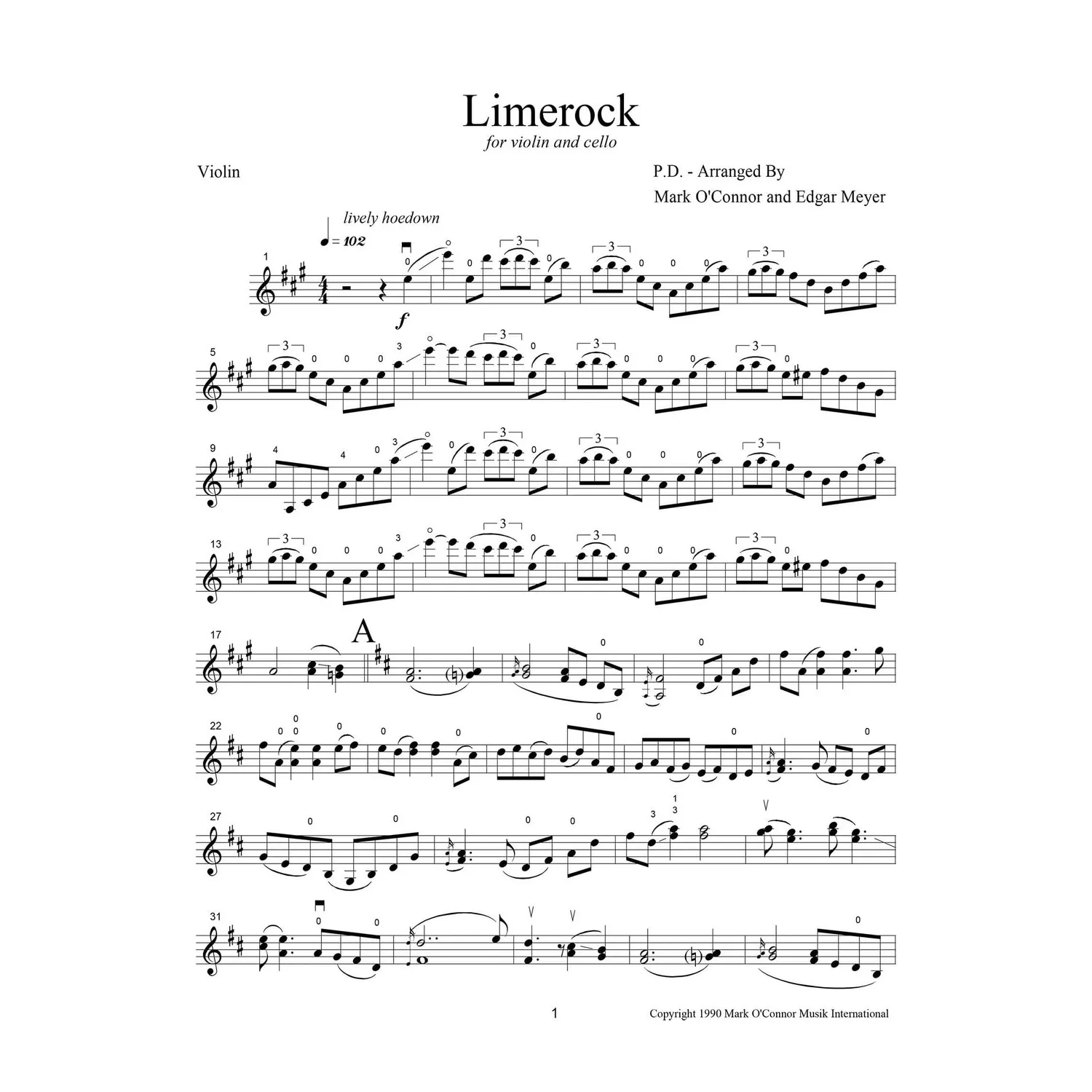Shar Music O'Connor Limerock Violine Cello Noten Download