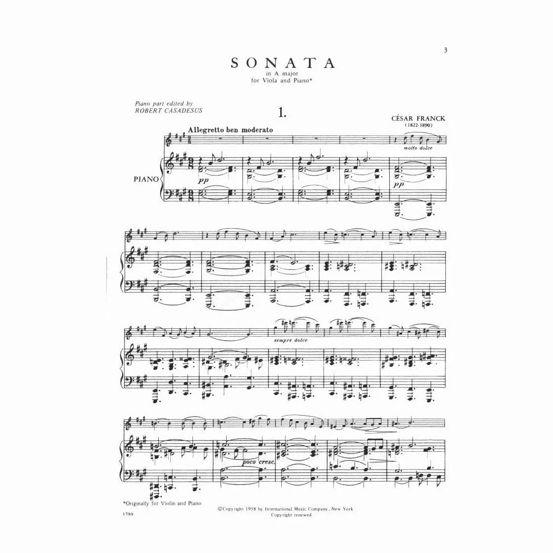 Shar Franck Sonate A-Dur Bratschennoten Viola