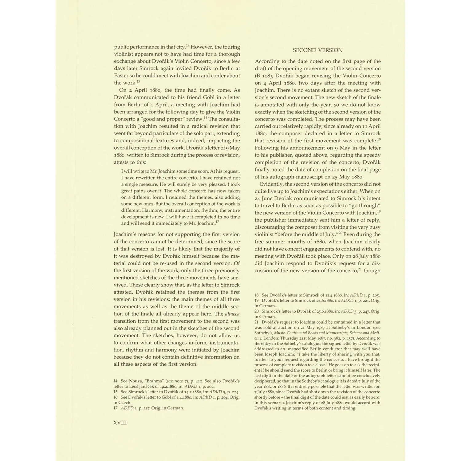 Bärenreiter Dvorak Konzert op. 53 Violine Noten Urtext