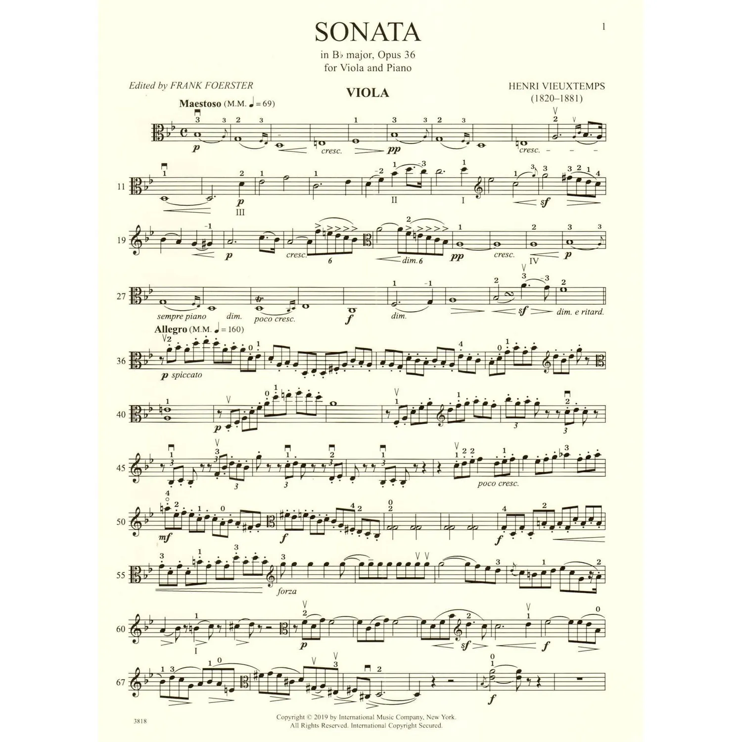 Shar Music Vieuxtemps Op 36 Noten Viola Klavier Sonate