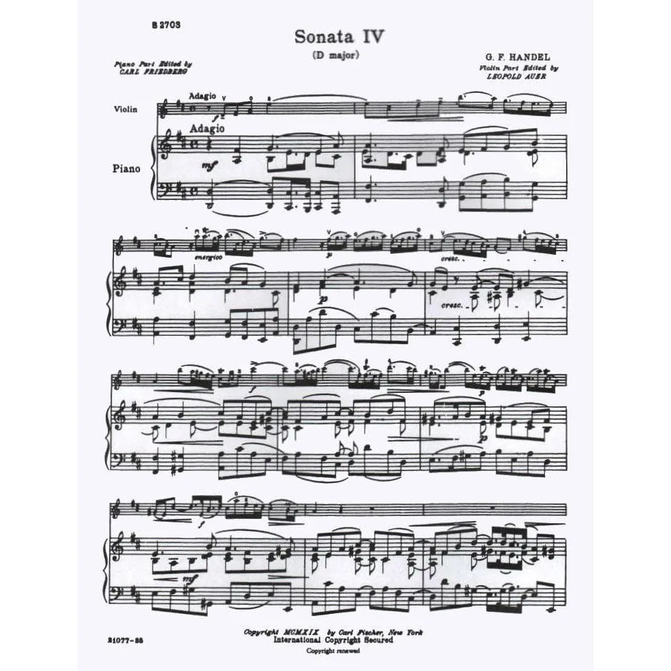 Händel Sonate Nr. 4 D-Dur HWV 371 Noten Violine