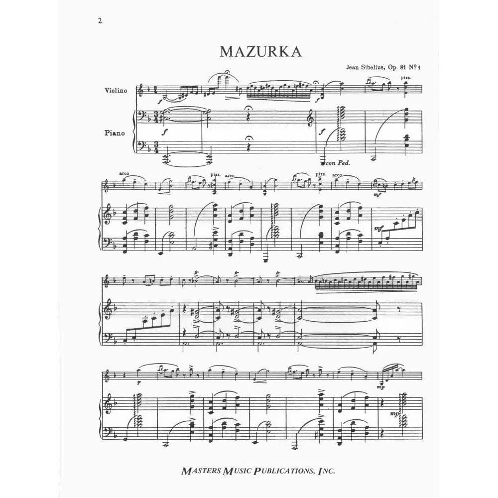 Sibelius 5 Stücke Op 81 Violinennoten mit Klavier