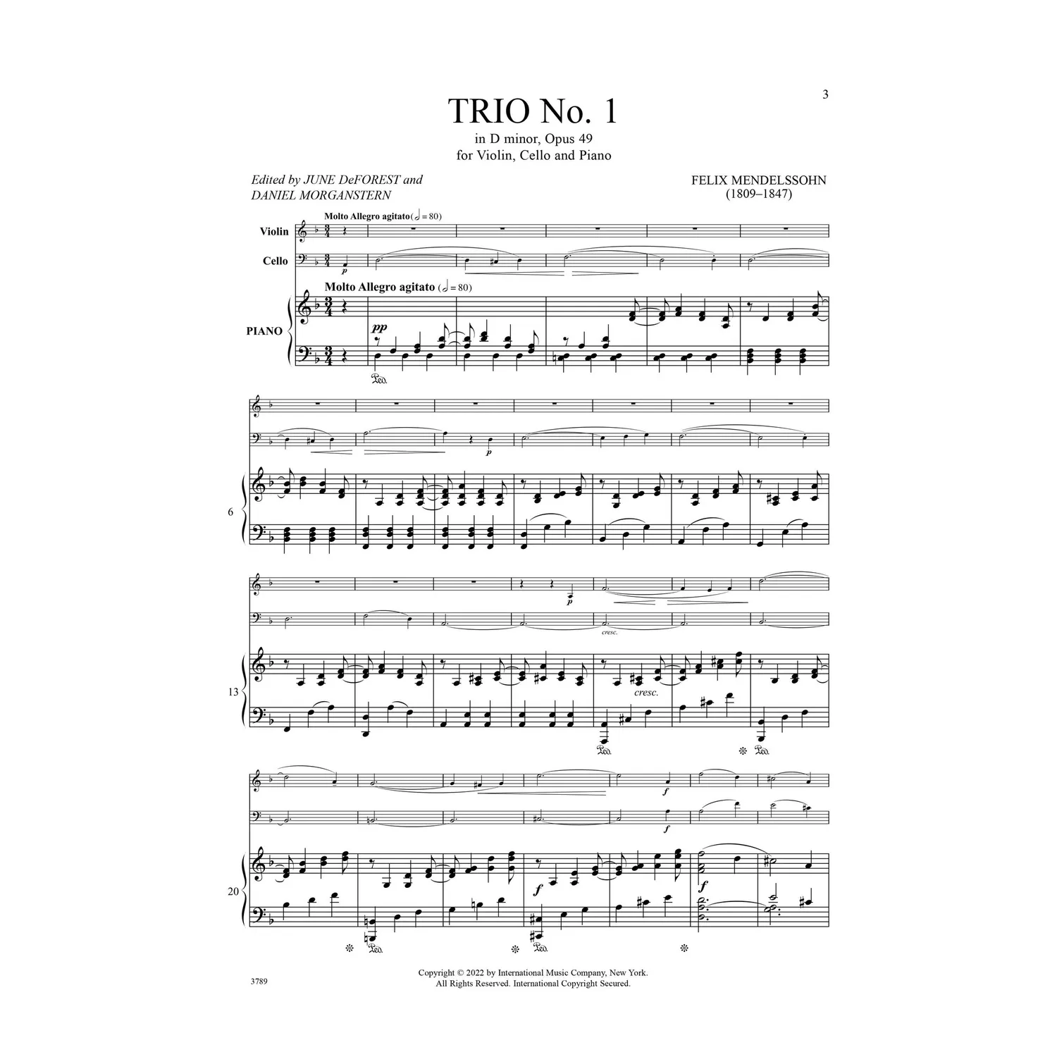 Mendelssohn Trio Nr.1 d-moll Op.49 Noten