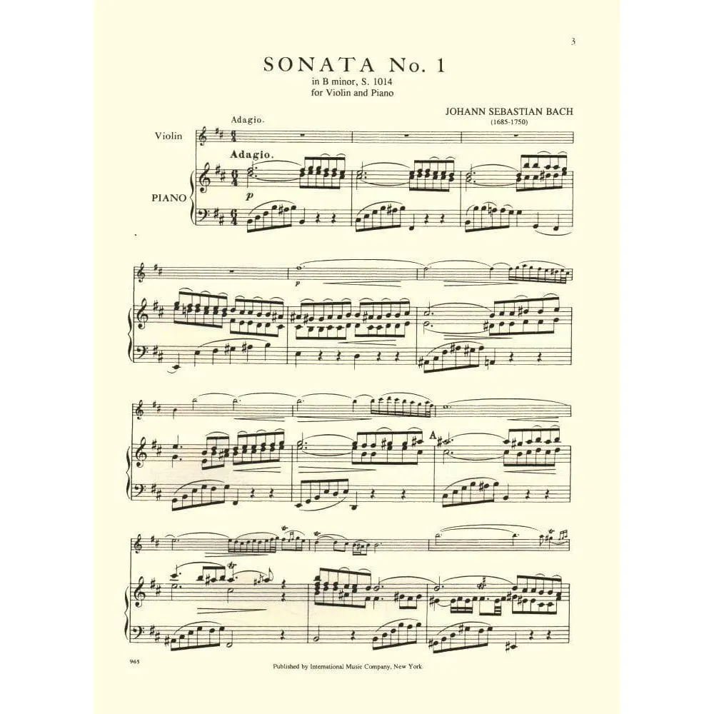 International Bach Sonaten BWV 1014-1016 Violinenoten Violine Klavier