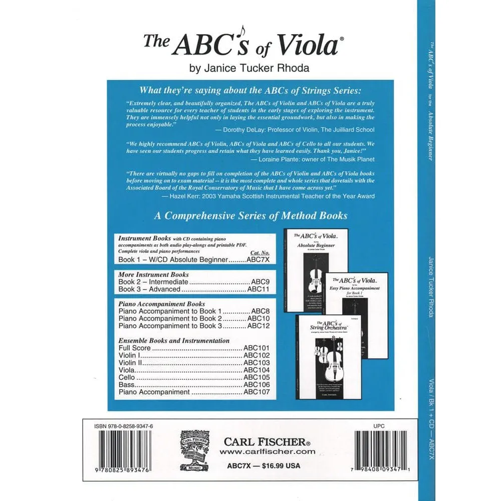 Carl Fischer Rhoda ABCs of Viola Band 1 Noten Bratsche