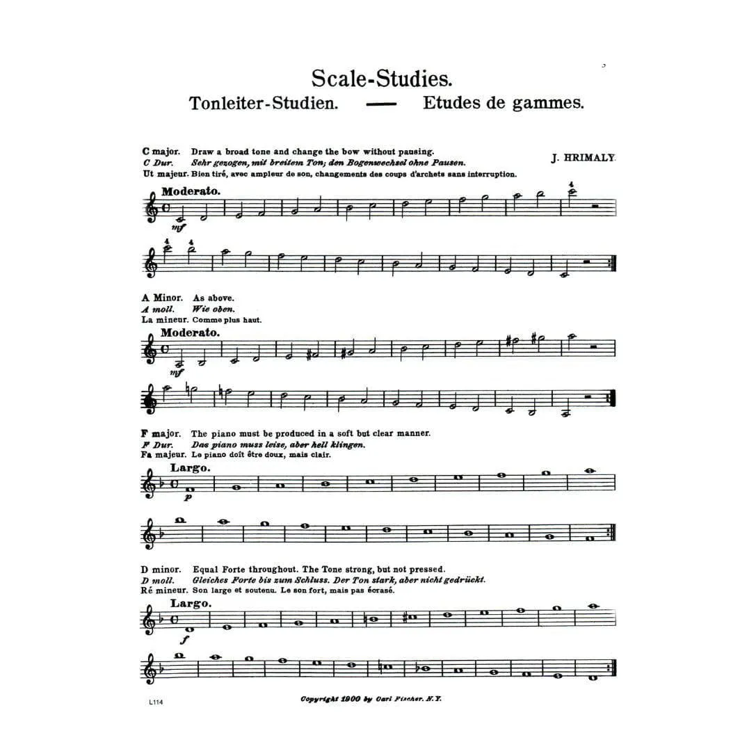 Carl Fischer Hřímalý Scale Studies Violine Noten solo