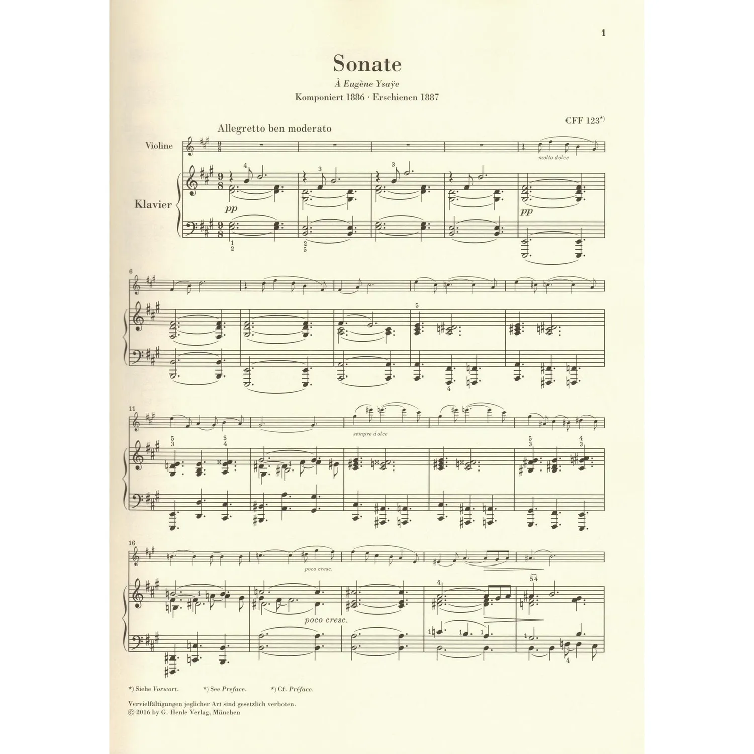 Franck Sonate A-Dur Violine Noten Henle Urtext