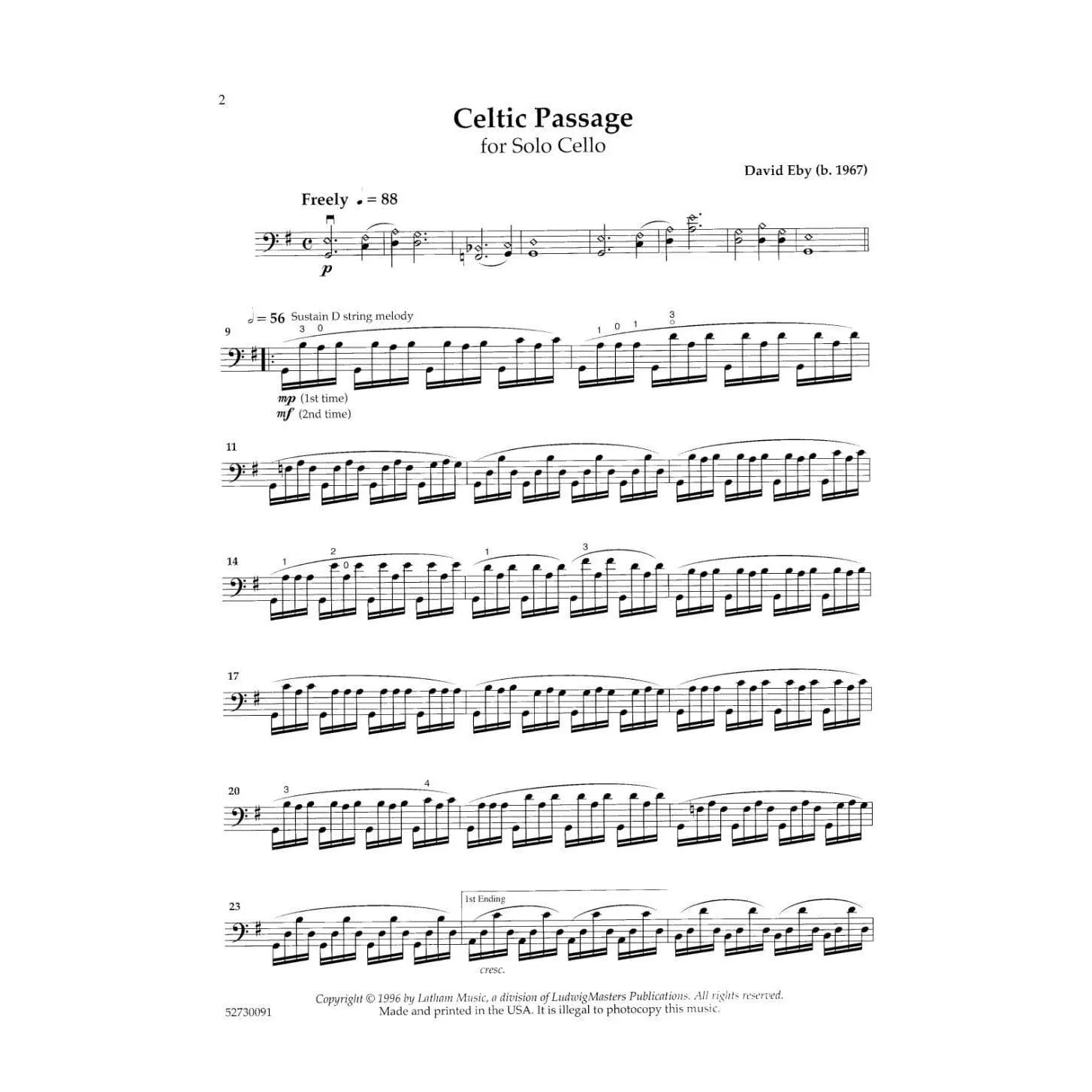 Shar Music Eby Celtic Passage Noten Cello solo